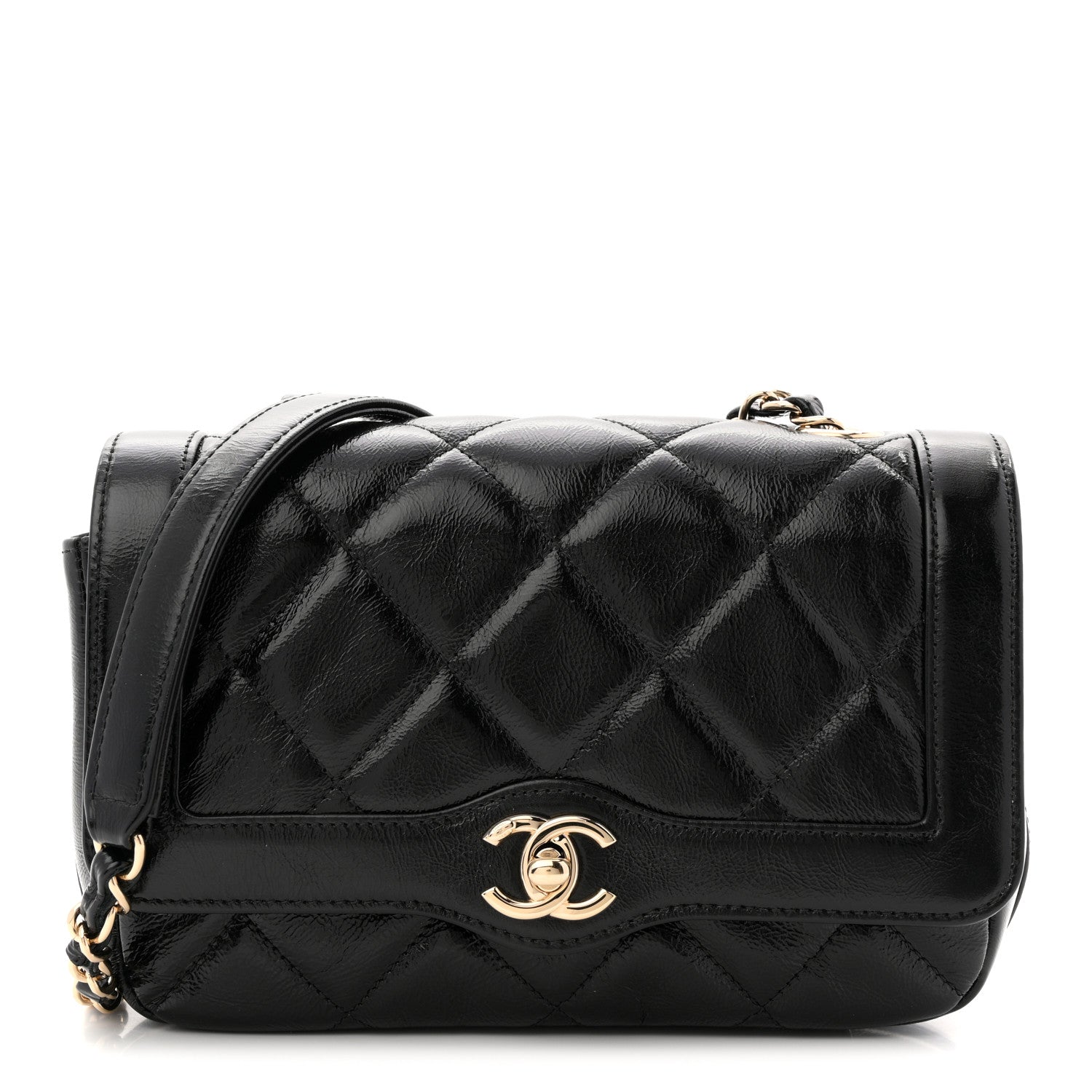 Chanel Crumpled Glazed Lambskin Quilted Mini Flap Black 1835544
