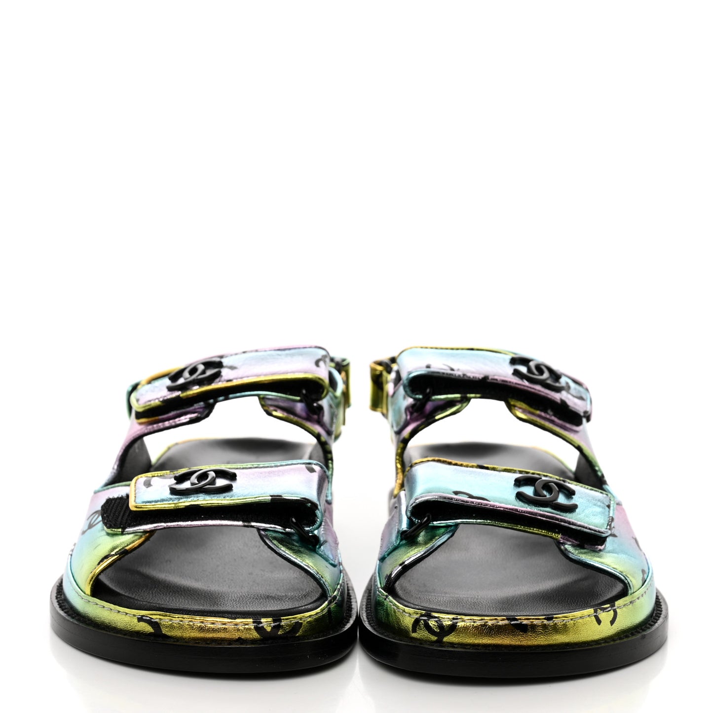 Laminated Lambskin Printed CC Dad Sandals 36 Multicolor