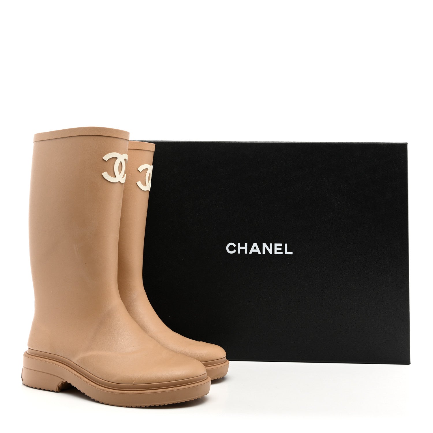 Chanel Caoutchouk CC High Boots 36 Beige 9 of 9