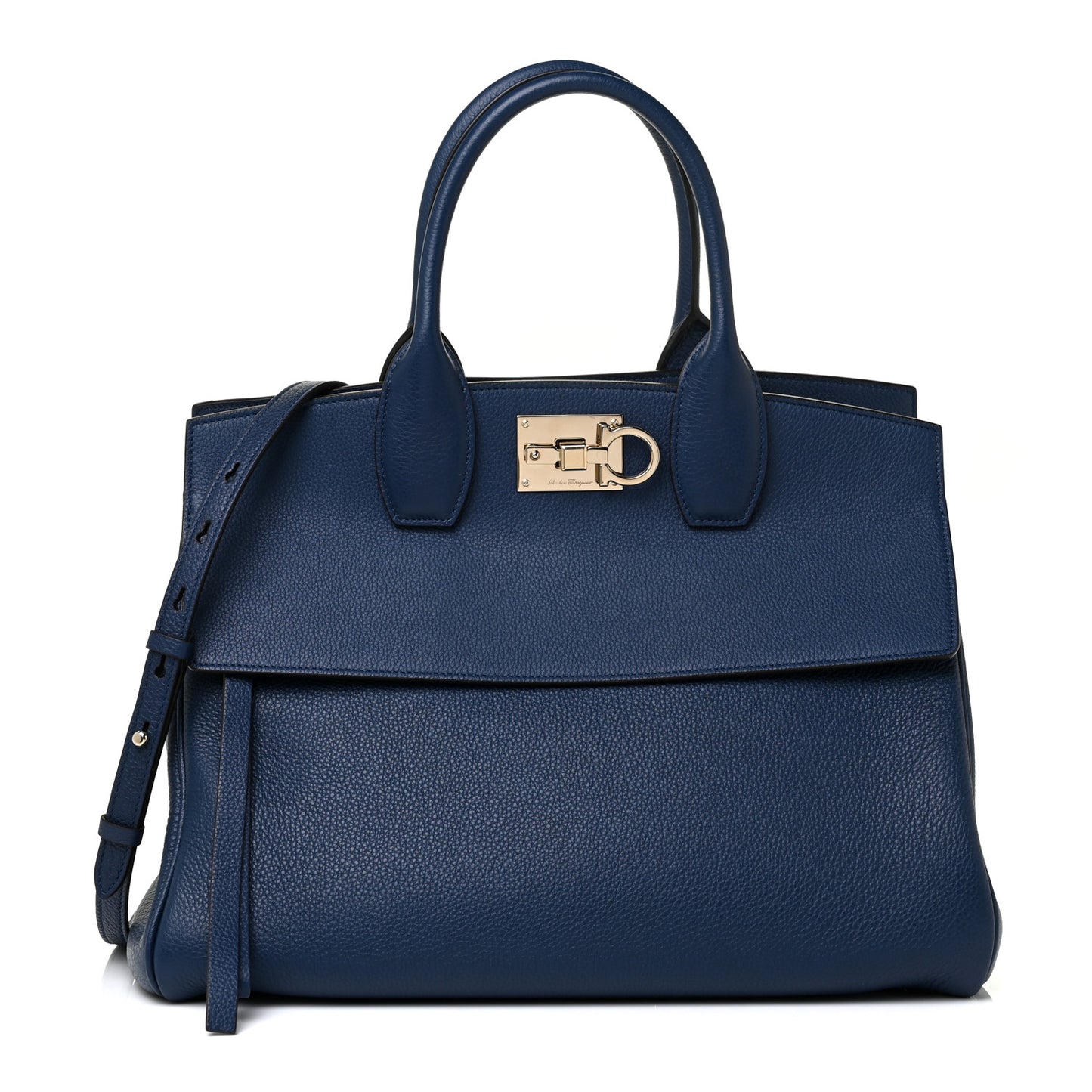 Calfskin Large Studio Top Handle Bag Navy