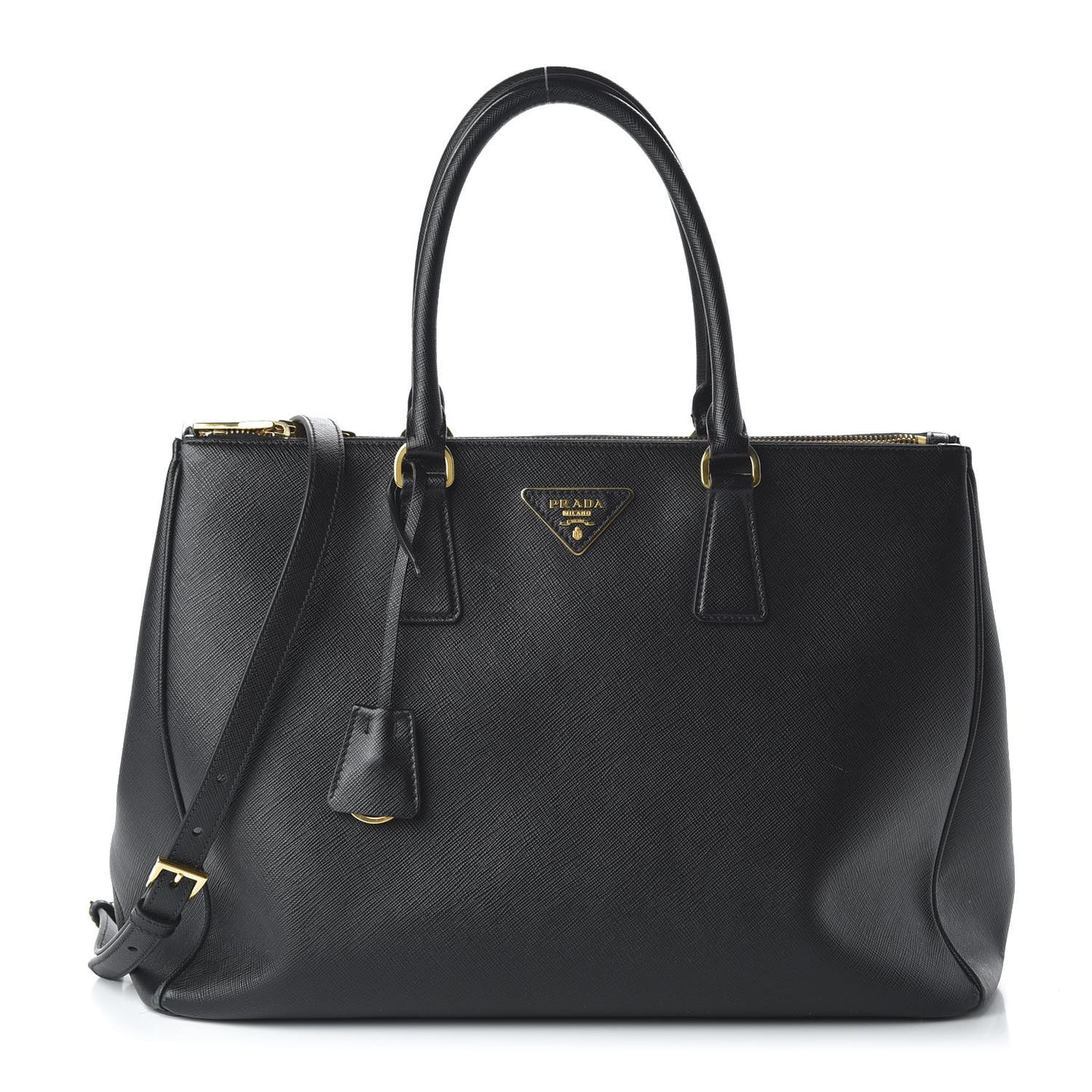 Saffiano Large Galleria Double Zip Tote Black