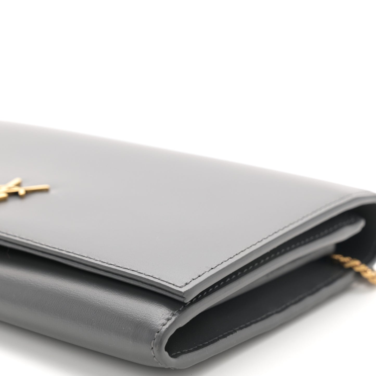 Glossy Calfskin Monogram Chain Wallet Storm