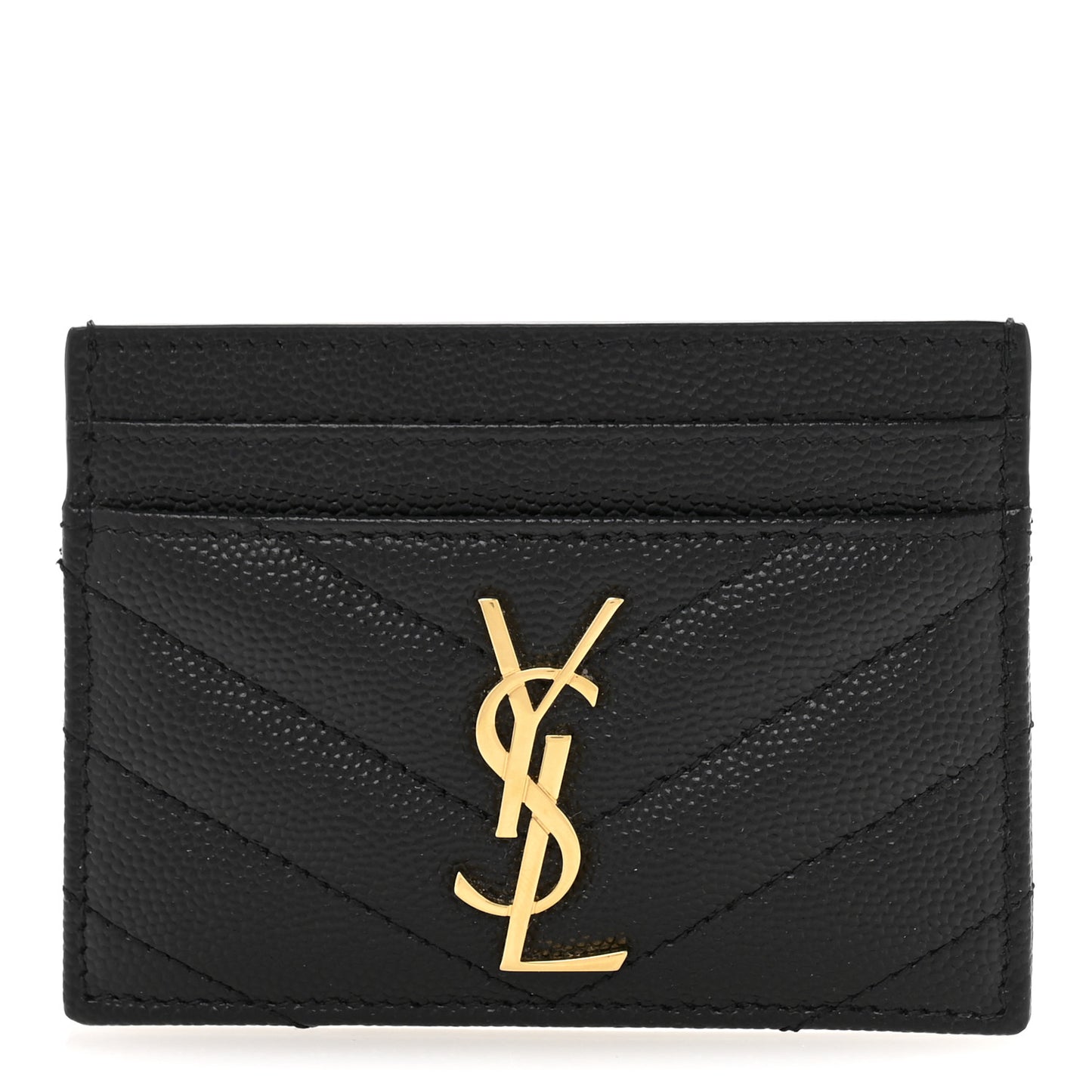 Grain De Poudre Matelasse Chevron Monogram Credit Card Case Black