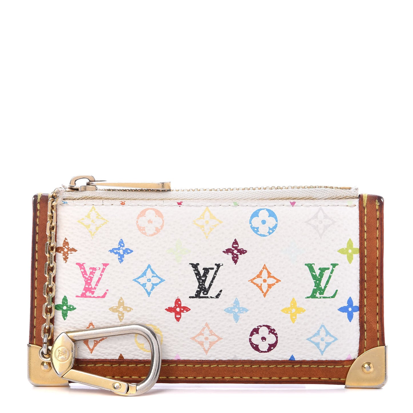 Monogram Multicolor Key Pouch White