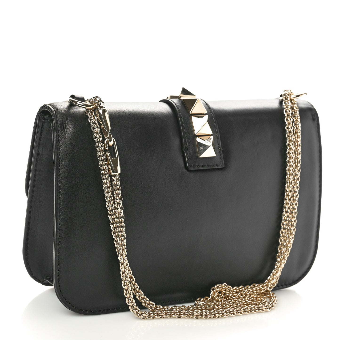 Vitello Medium Glam Lock Rockstud Flap Black