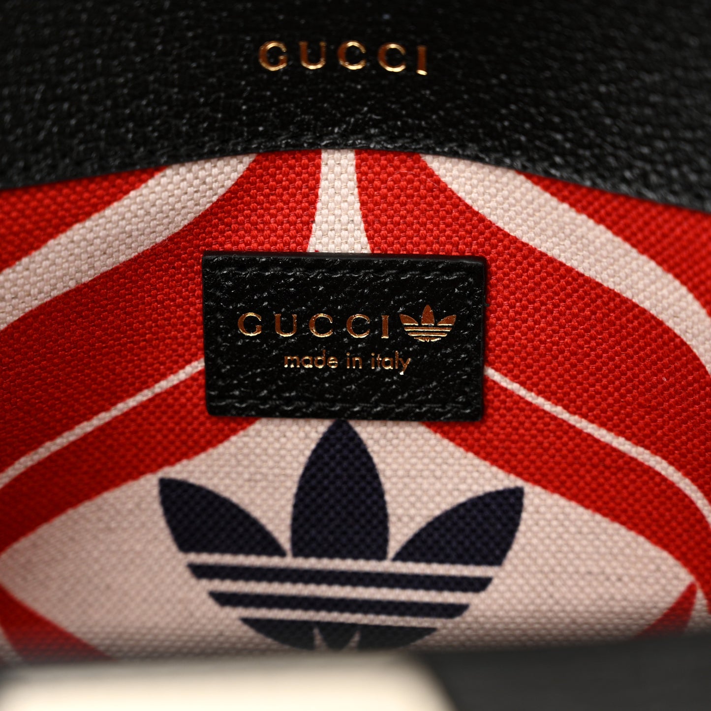 X ADIDAS Textured Dollar Calfskin Web Small Trefoil Horsebit 1955 Shoulder Bag Black Off White