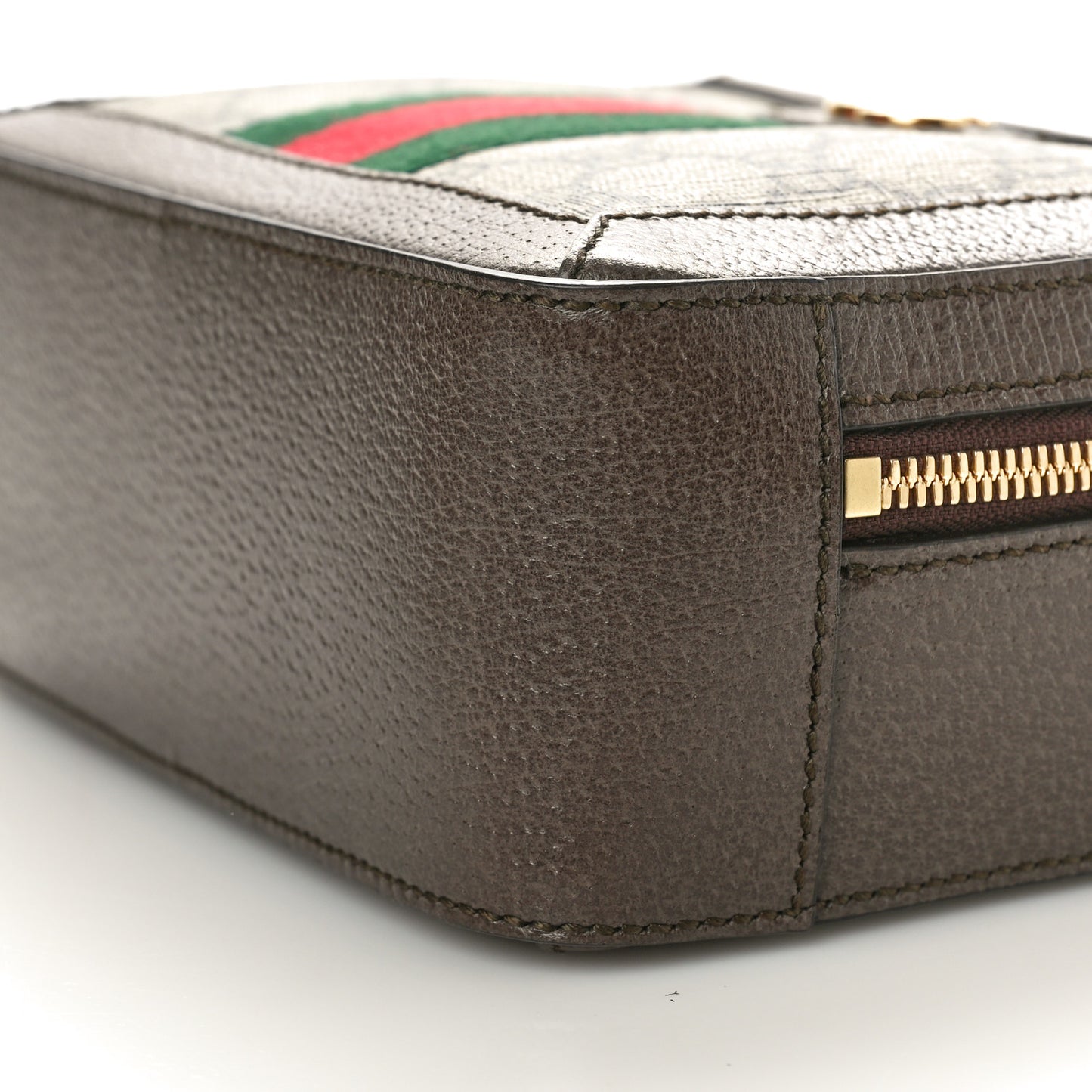 GG Supreme Monogram Mini Ophidia Top Handle Shoulder Bag Brown