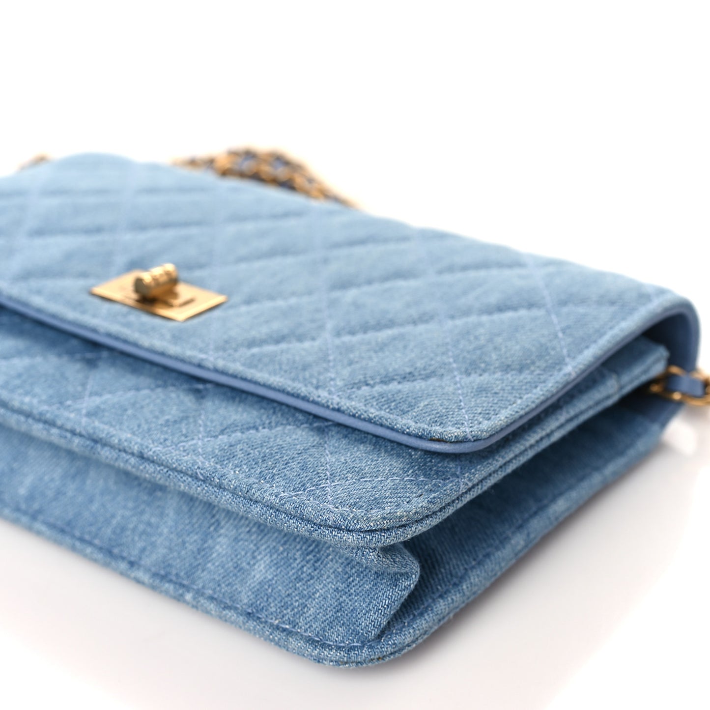 Denim Quilted Reissue Wallet On Chain WOC Blue