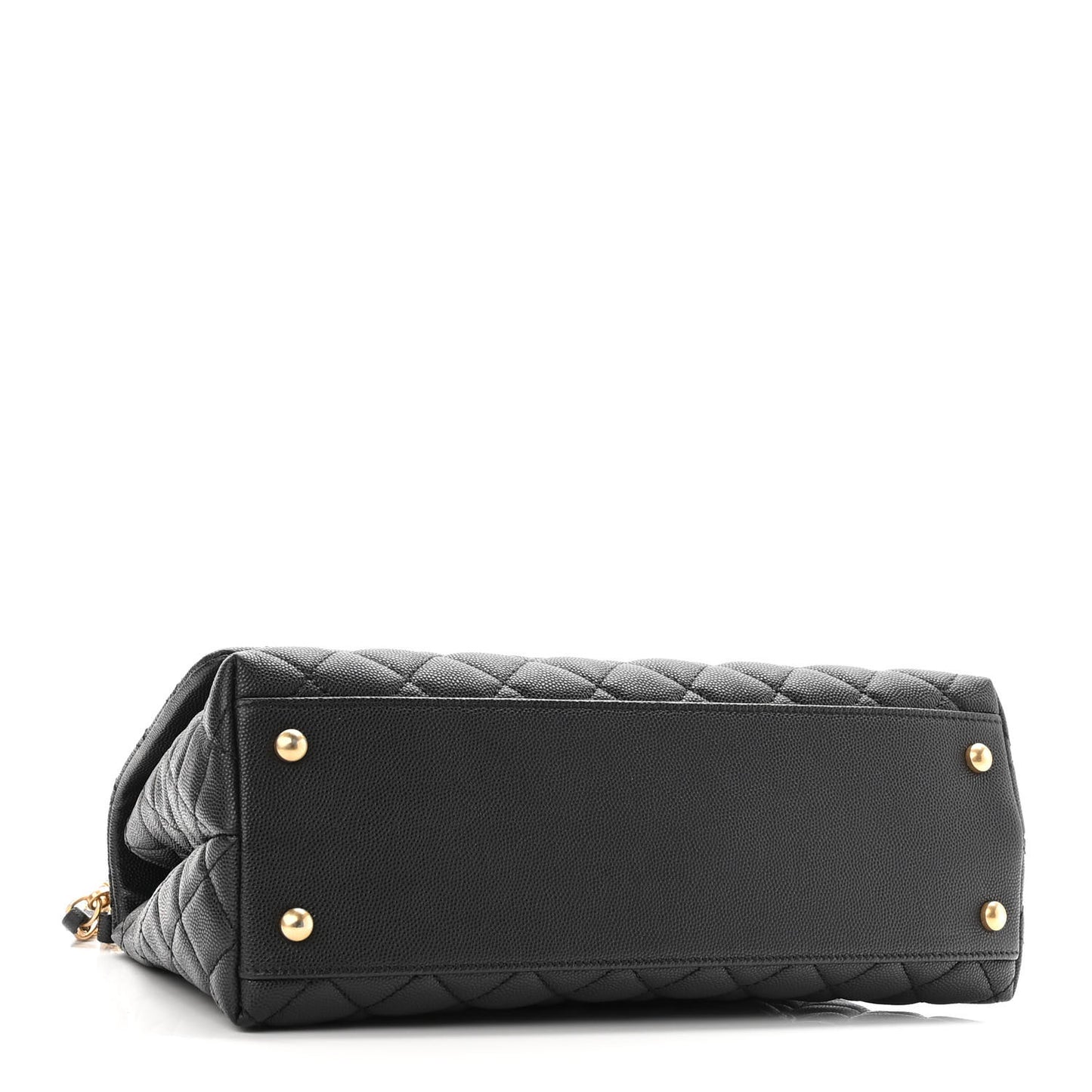 Caviar Lizard Embossed Quilted Small Coco Handle Flap Black