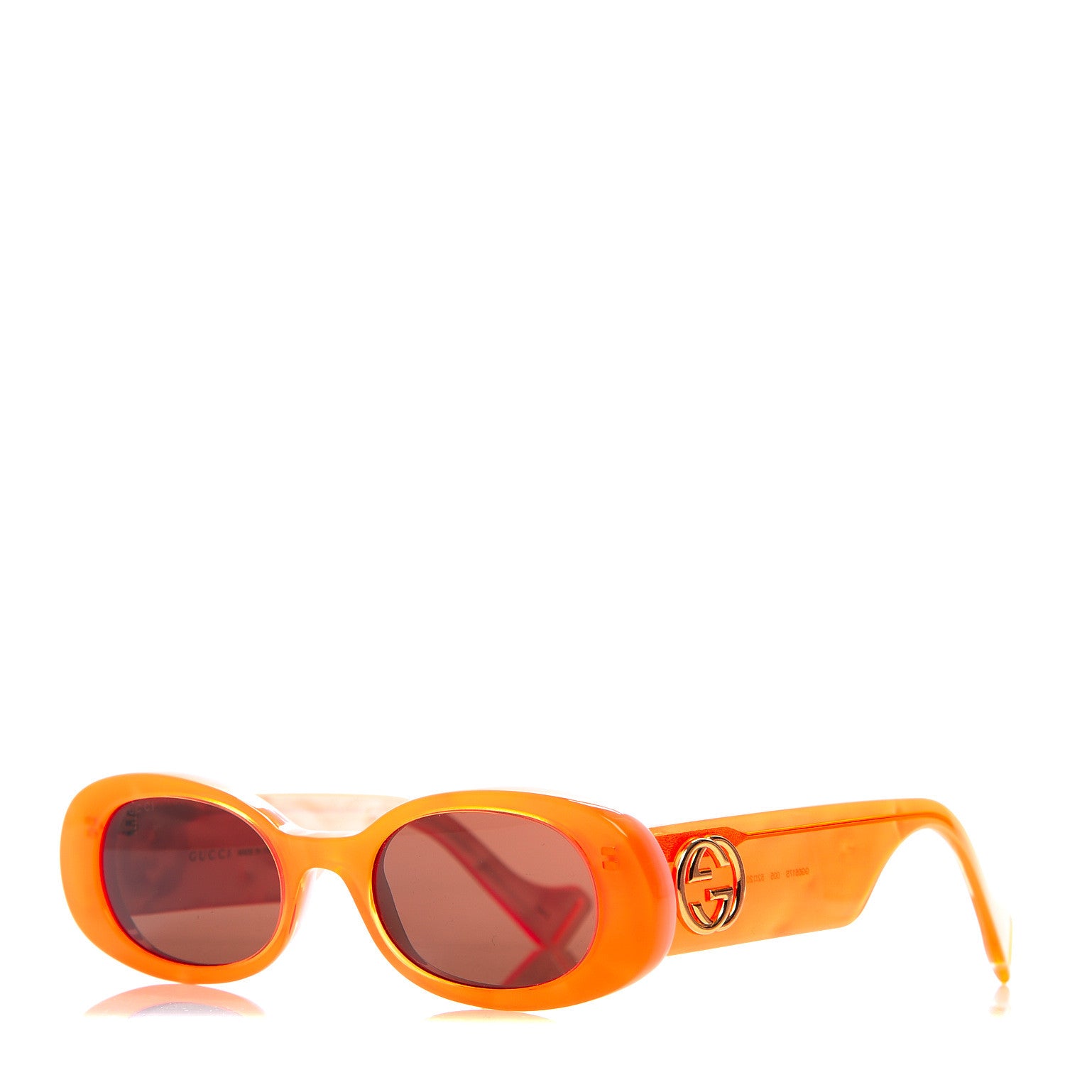 Orange Gucci Sunglasses New Gucci Women Orange Oval Sunglasses Brown Lens GG1587S  main image 4