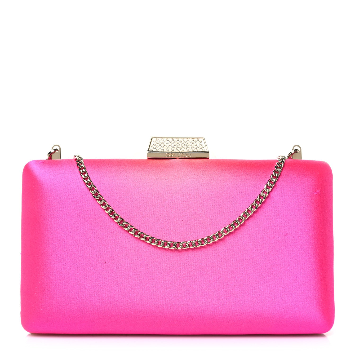 Jimmy Choo Satin Crystal Clemmie Clutch Fuchsia 1604016 – FASHIONPHILE