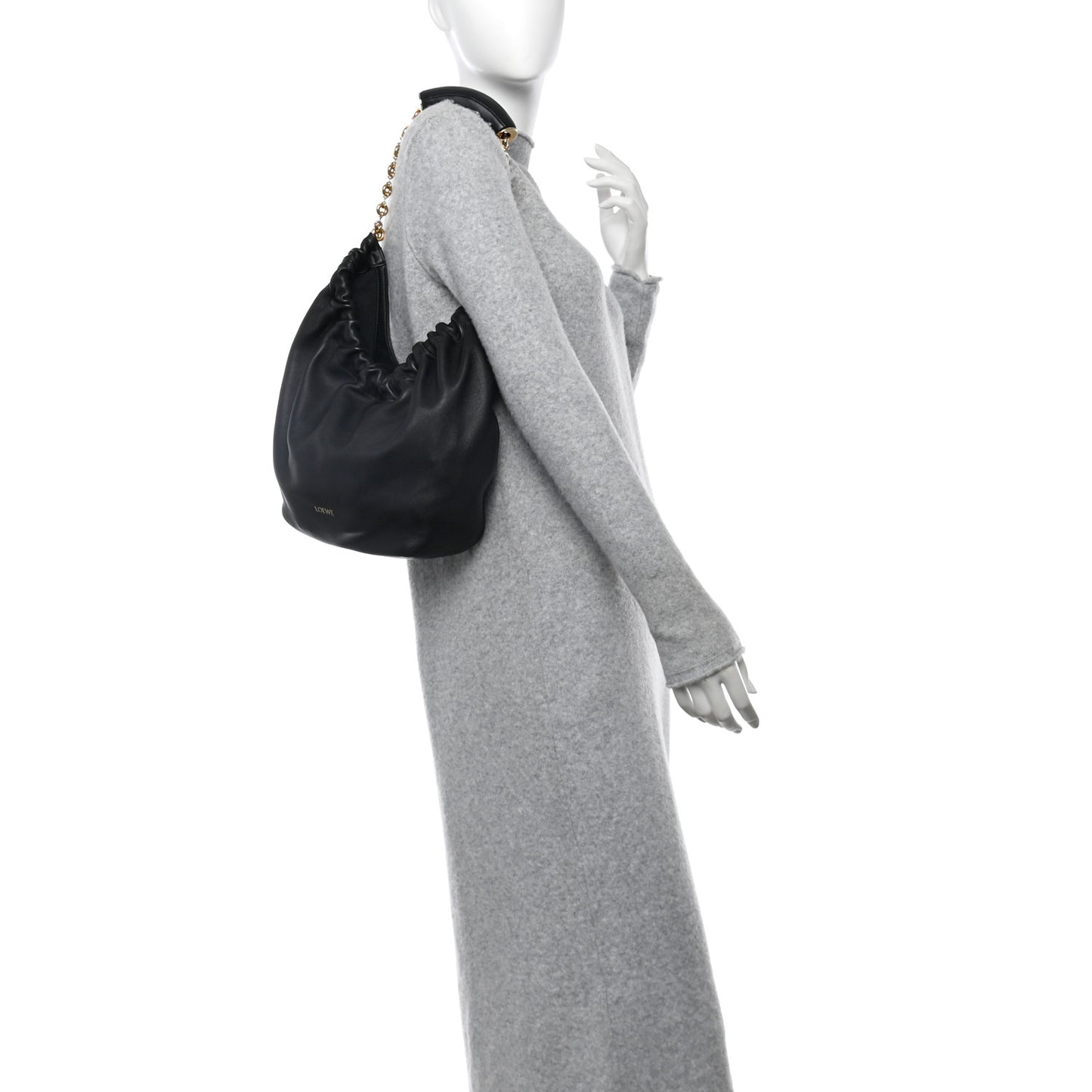 Buttery Nappa Lambskin Small Squeeze Bag Black