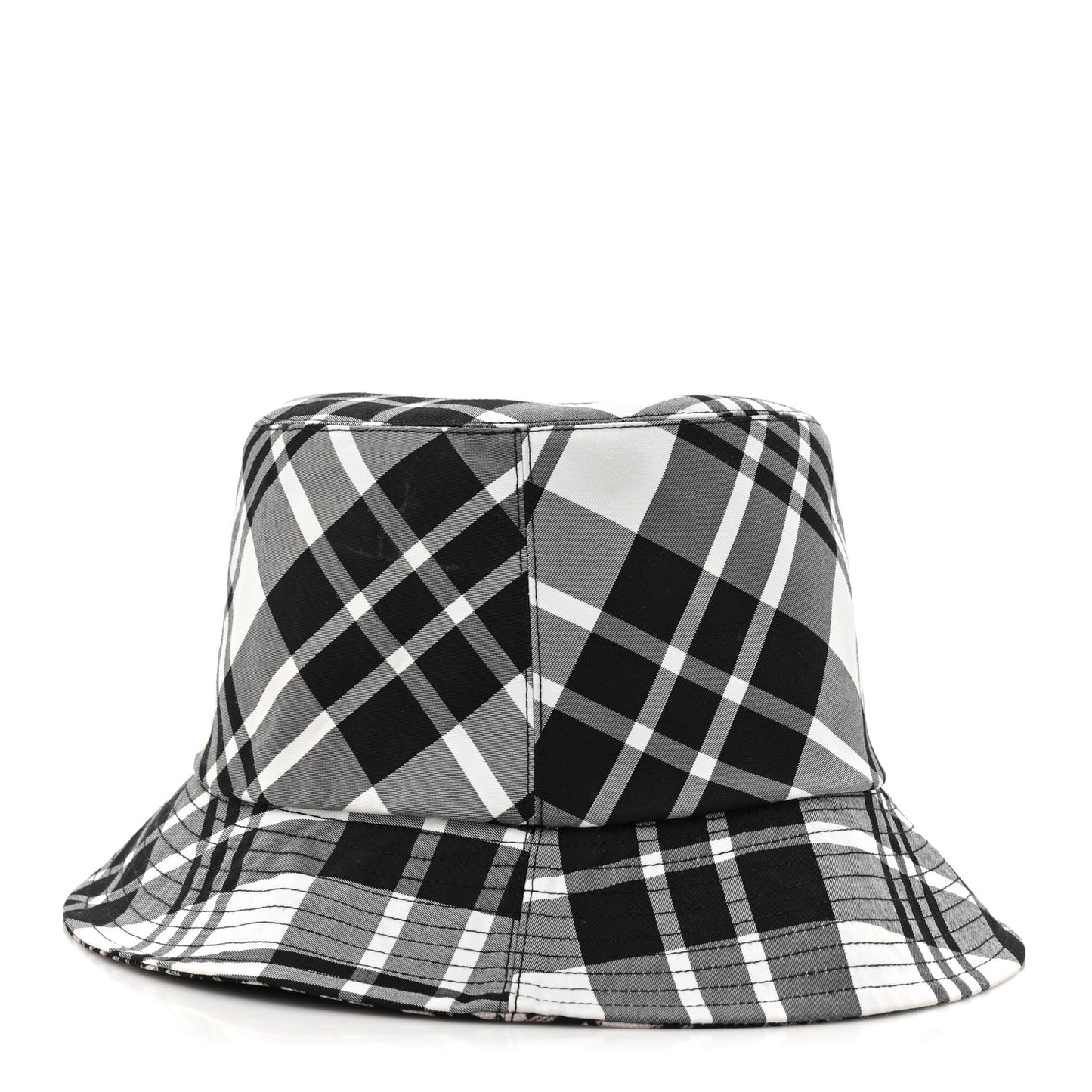 Oblique Plaid Reversible Teddy-D Brim Bucket Hat Black White