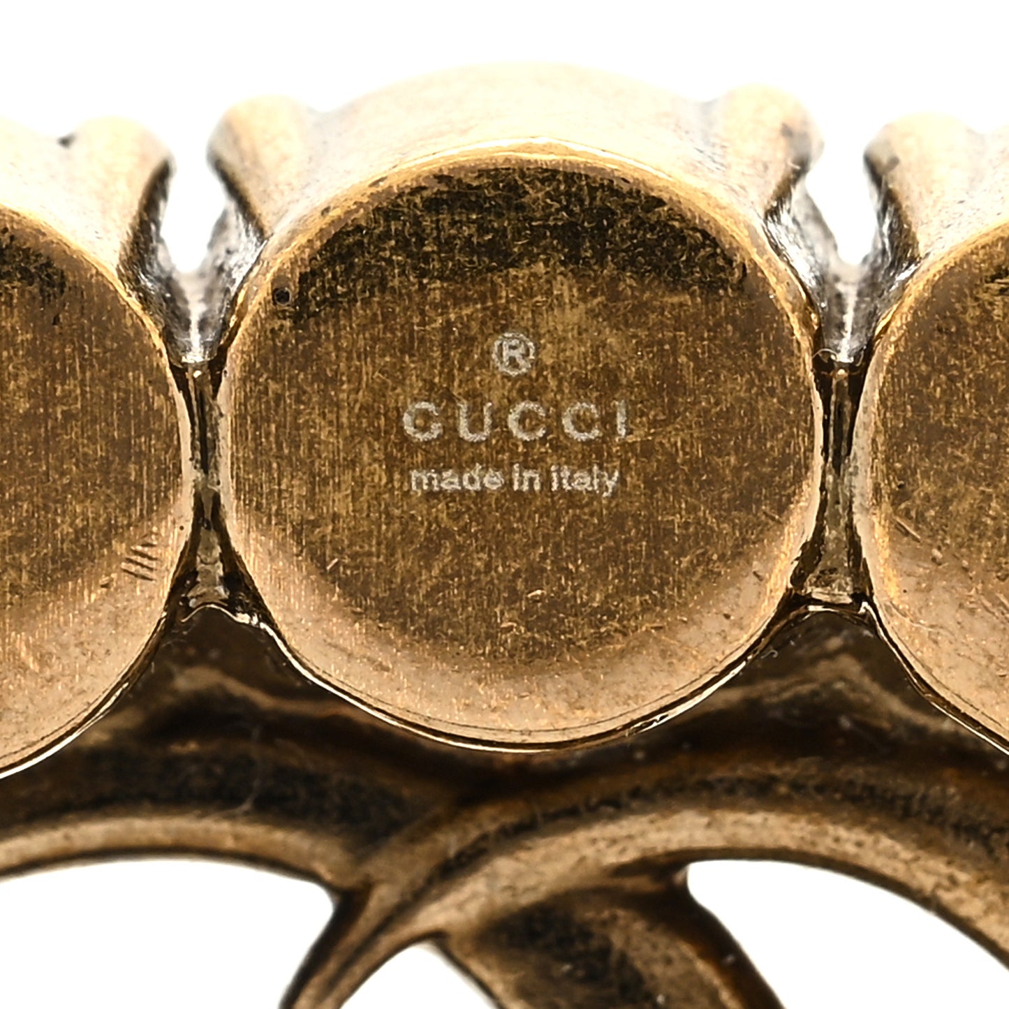 Metal Crystal Double G Brooch Aged Gold