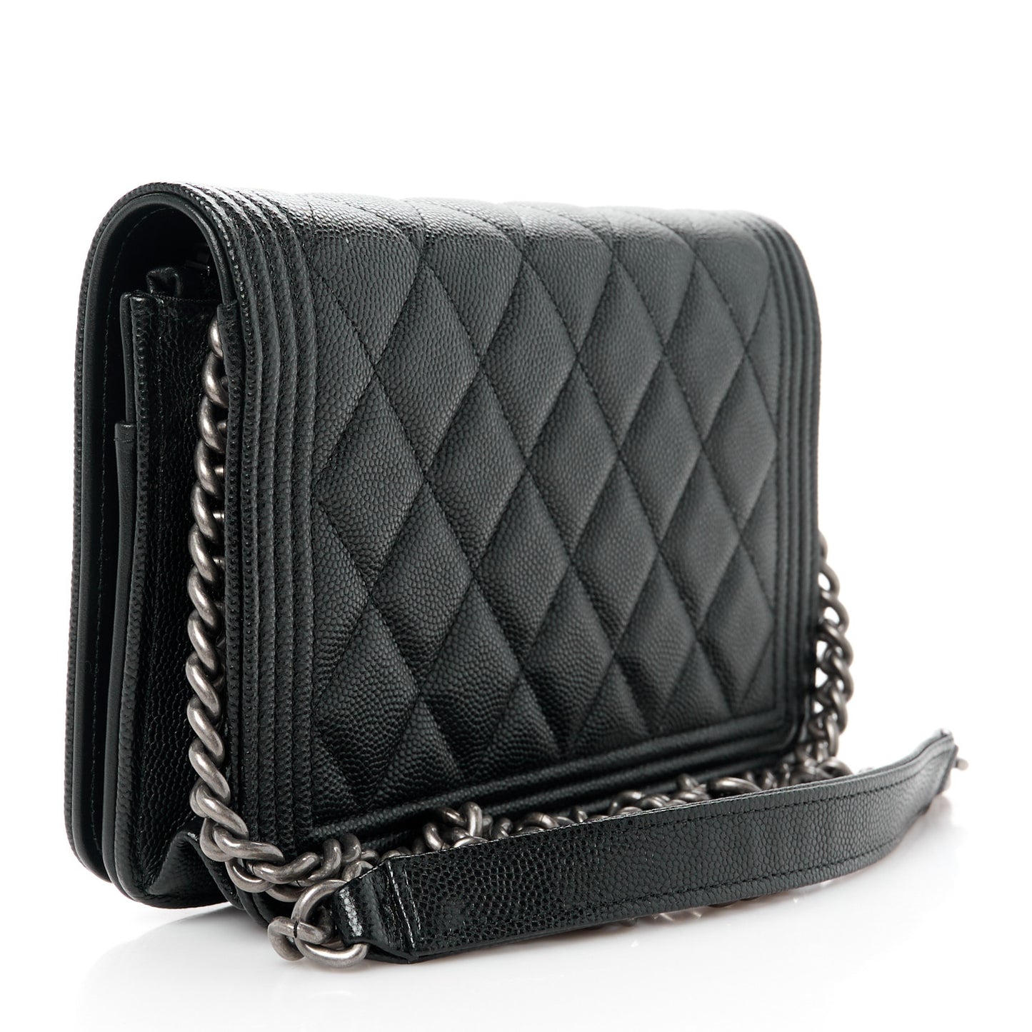 Caviar Quilted Boy Wallet On Chain WOC Black