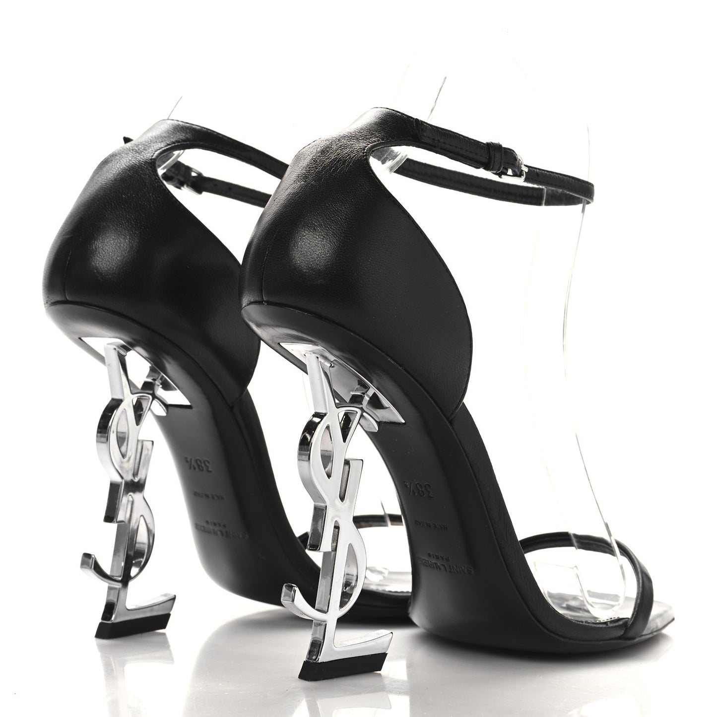 Calfskin Opyum 110 Sandals 38.5 Black Silver