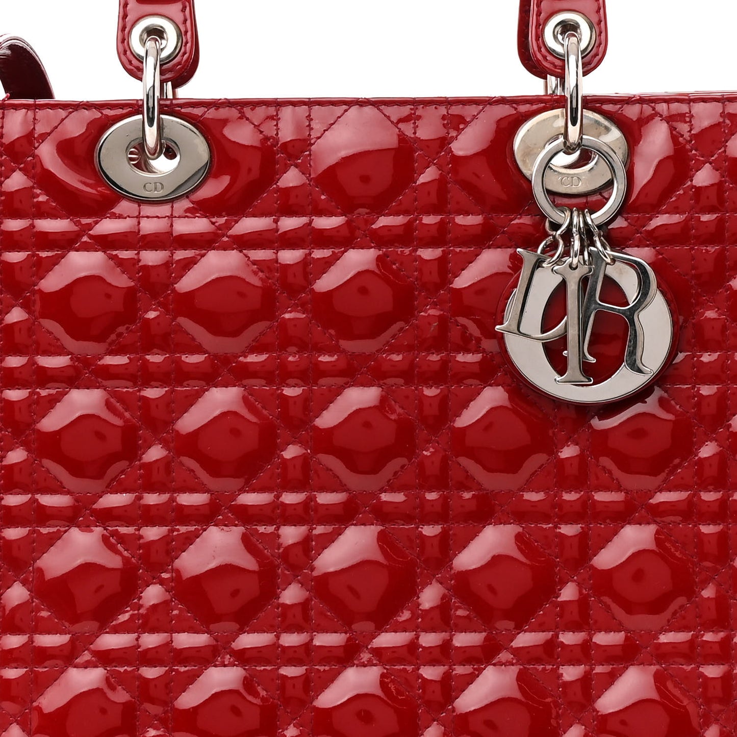 Patent Cannage Large Lady Dior Red