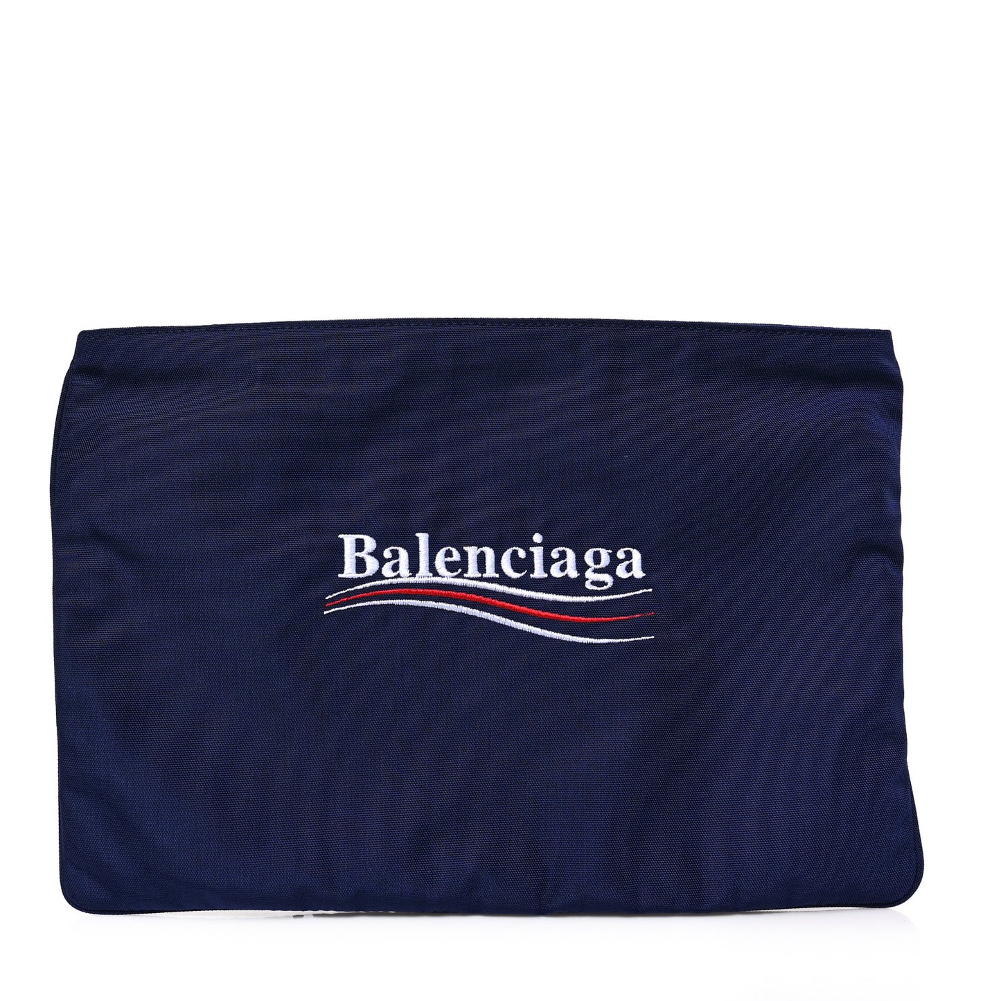 Nylon Political Campaign Logo Embroidered Zip Pouch Bleu Pacifique