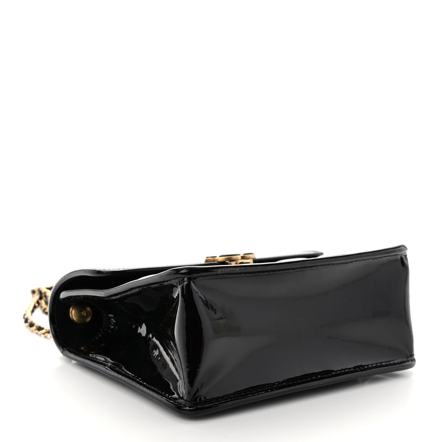 Patent Quilted Mini Graphic Catch Flap Black
