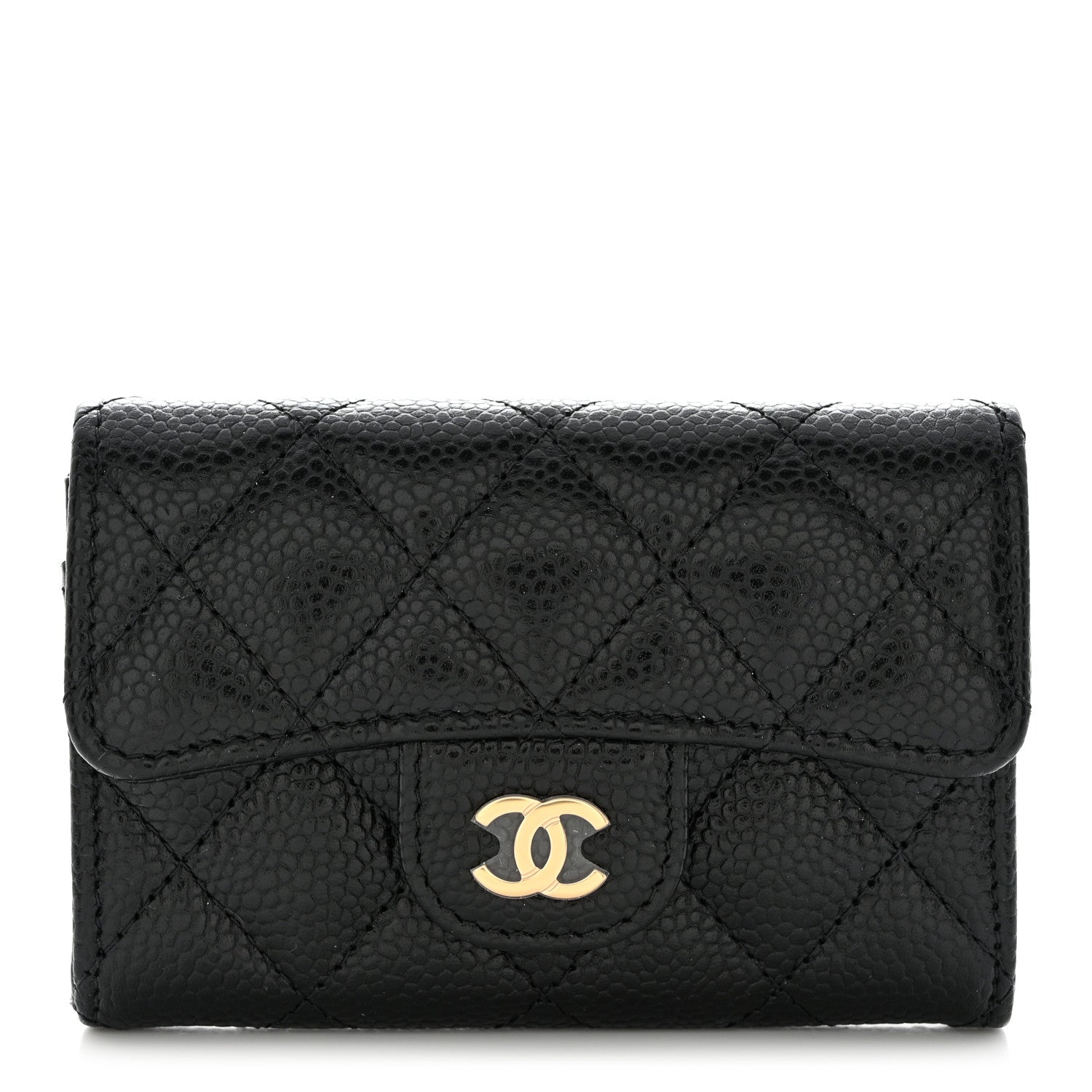 Chanel Caviar Quilted Flap Card Holder Wallet Black 1 of 11