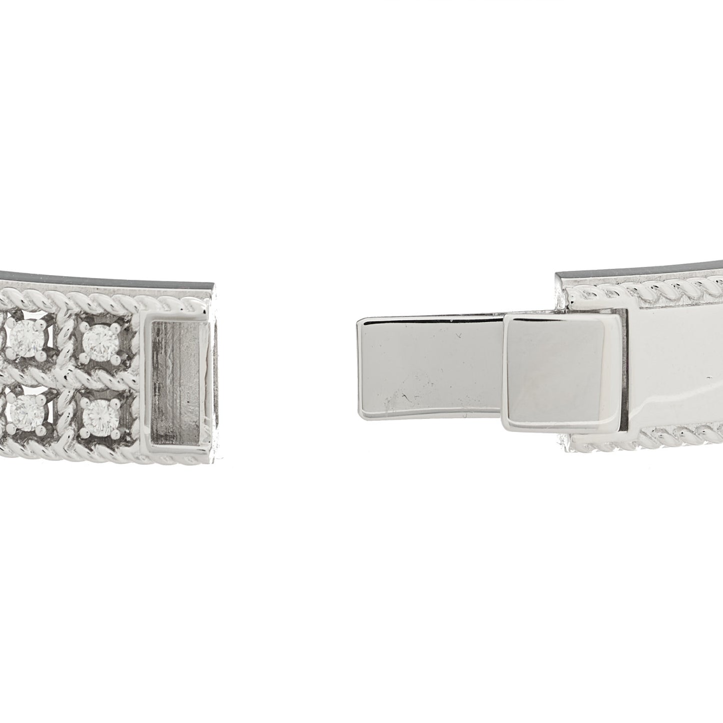 18K White Gold Diamond Byzantine Barocco Bangle Bracelet