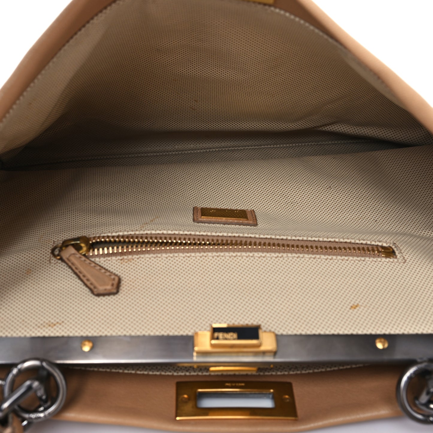 Goatskin Large Peekaboo Iconic Satchel Latte