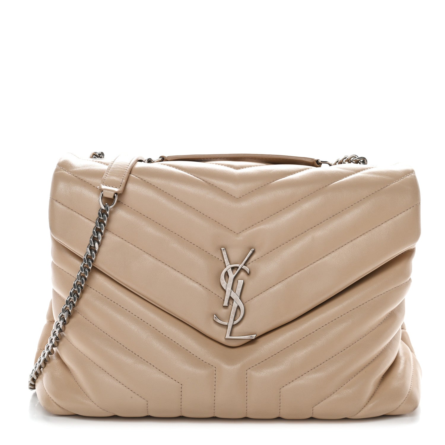 Saint Laurent Calfskin Y Quilted Monogram Medium Loulou Chain