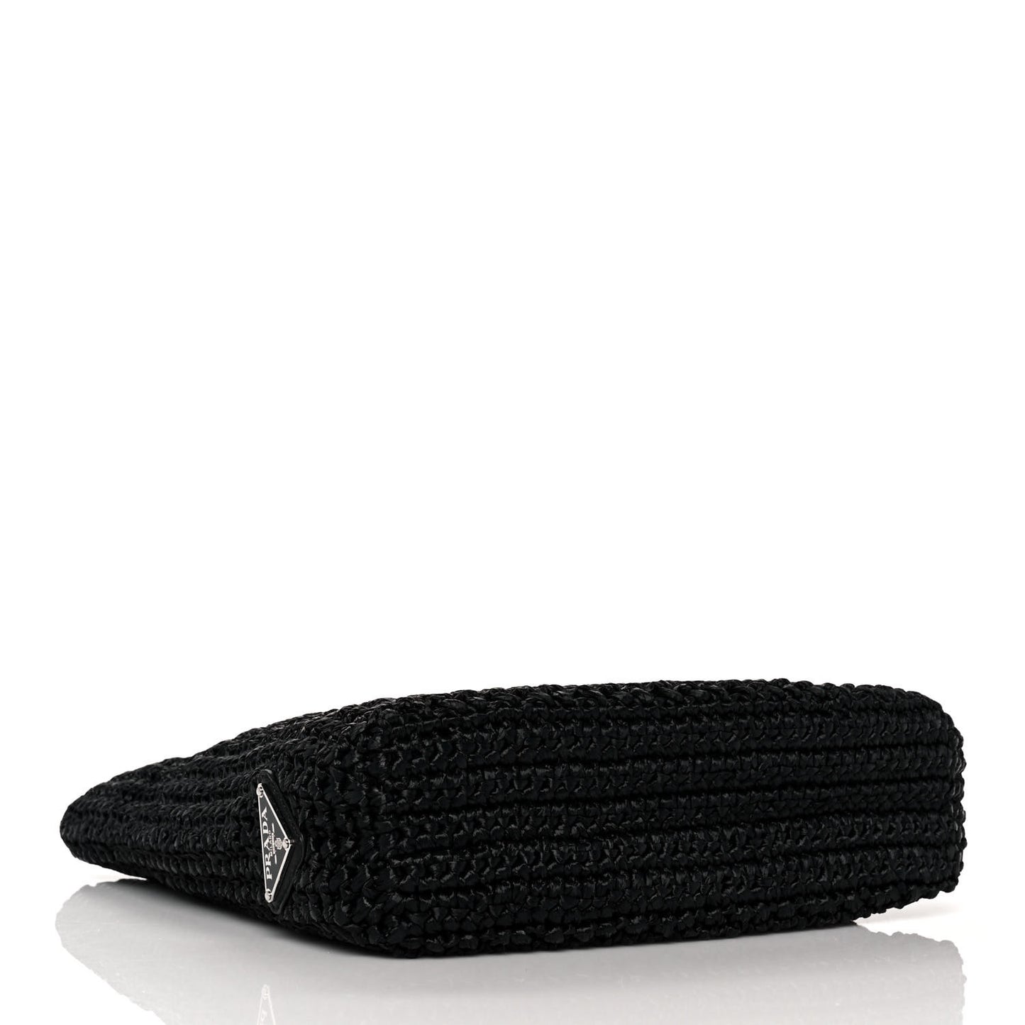 Yarn Raffia Effect Crochet Small Logo Tote Black