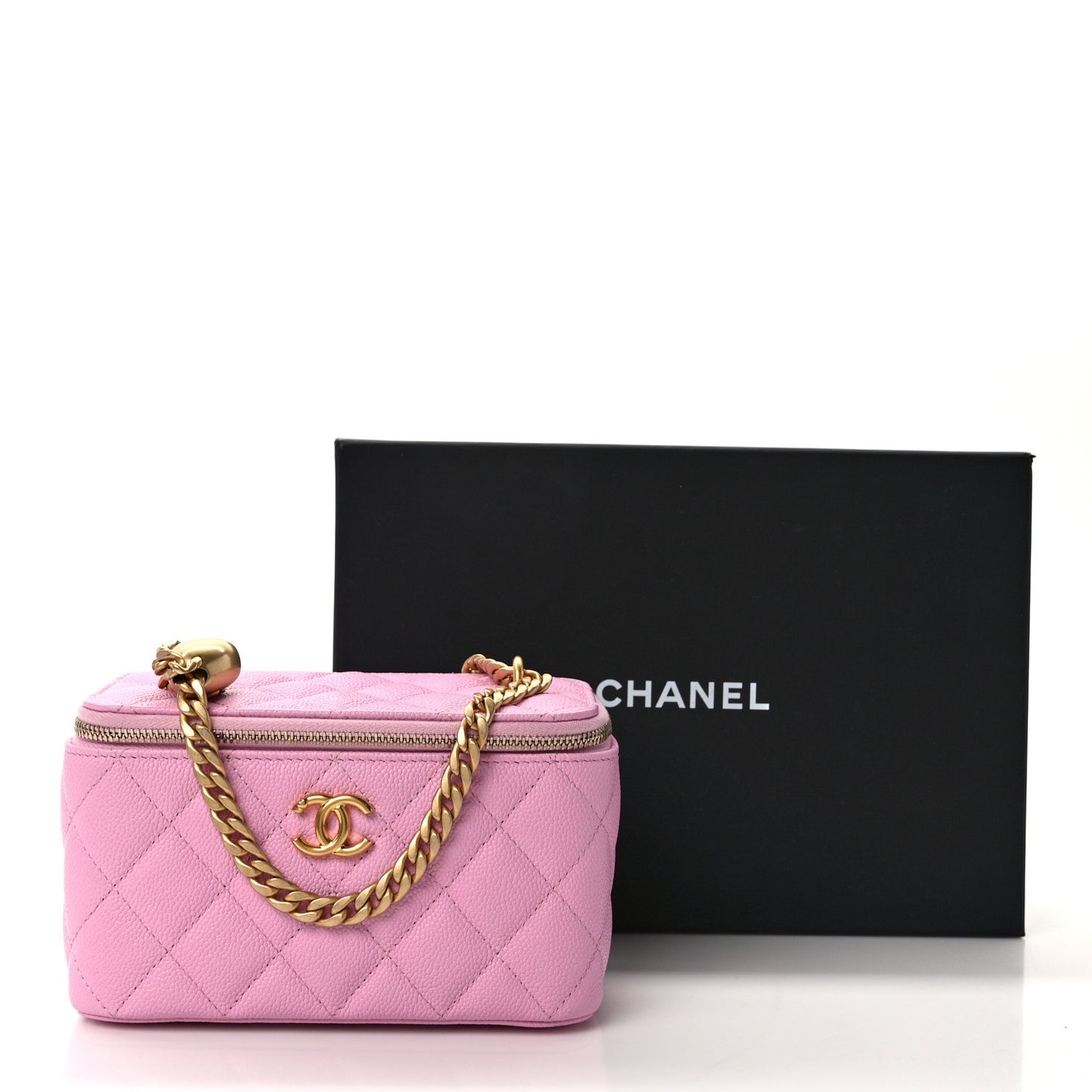 Caviar Quilted Sweetheart Vanity Case Pink