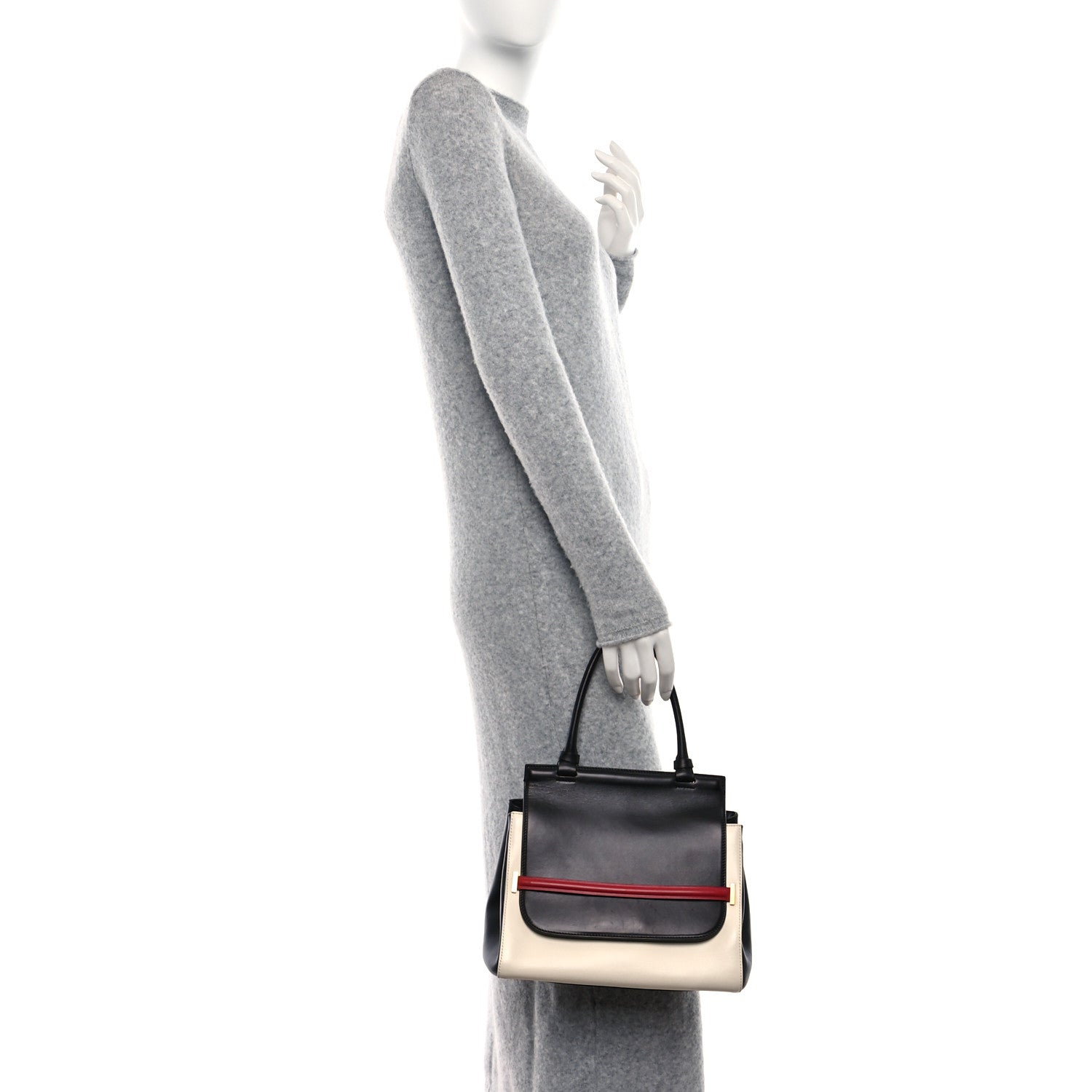 The Row Calfskin Sideby Top Handle Bag Black White Red 2 of 8