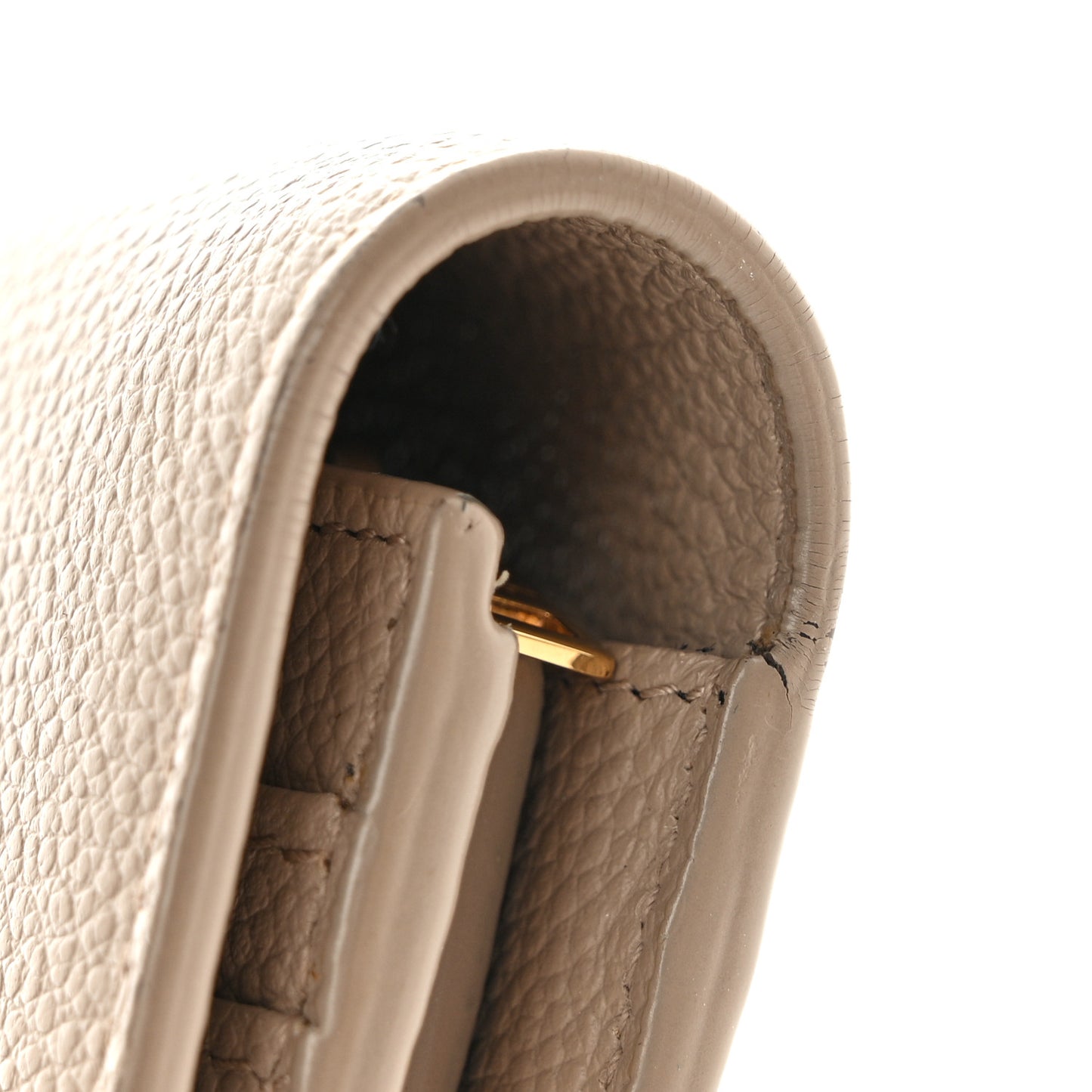 Grained Calfskin Monogram Large Flap Wallet Beige