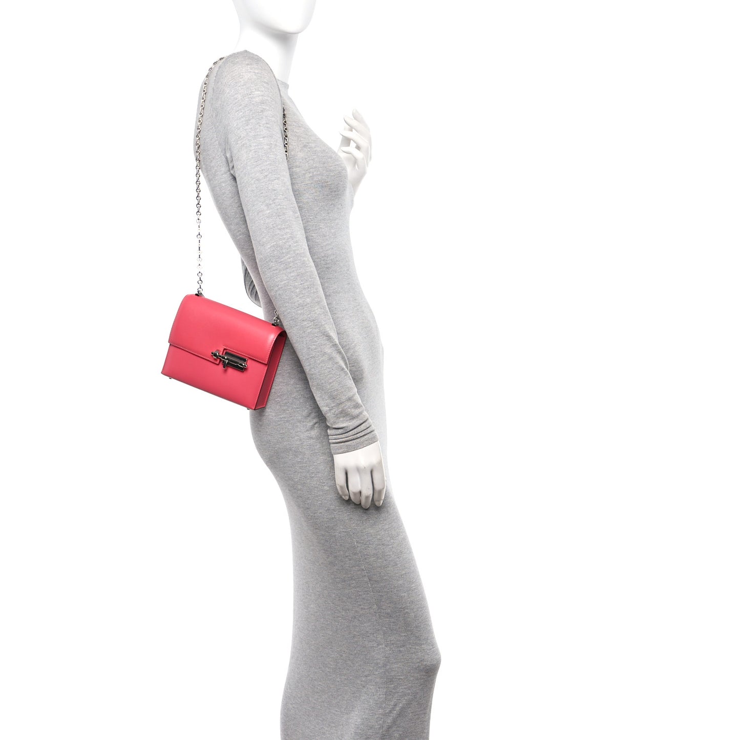Tadelakt Mini Verrou Chaine Bag Rose Lipstick