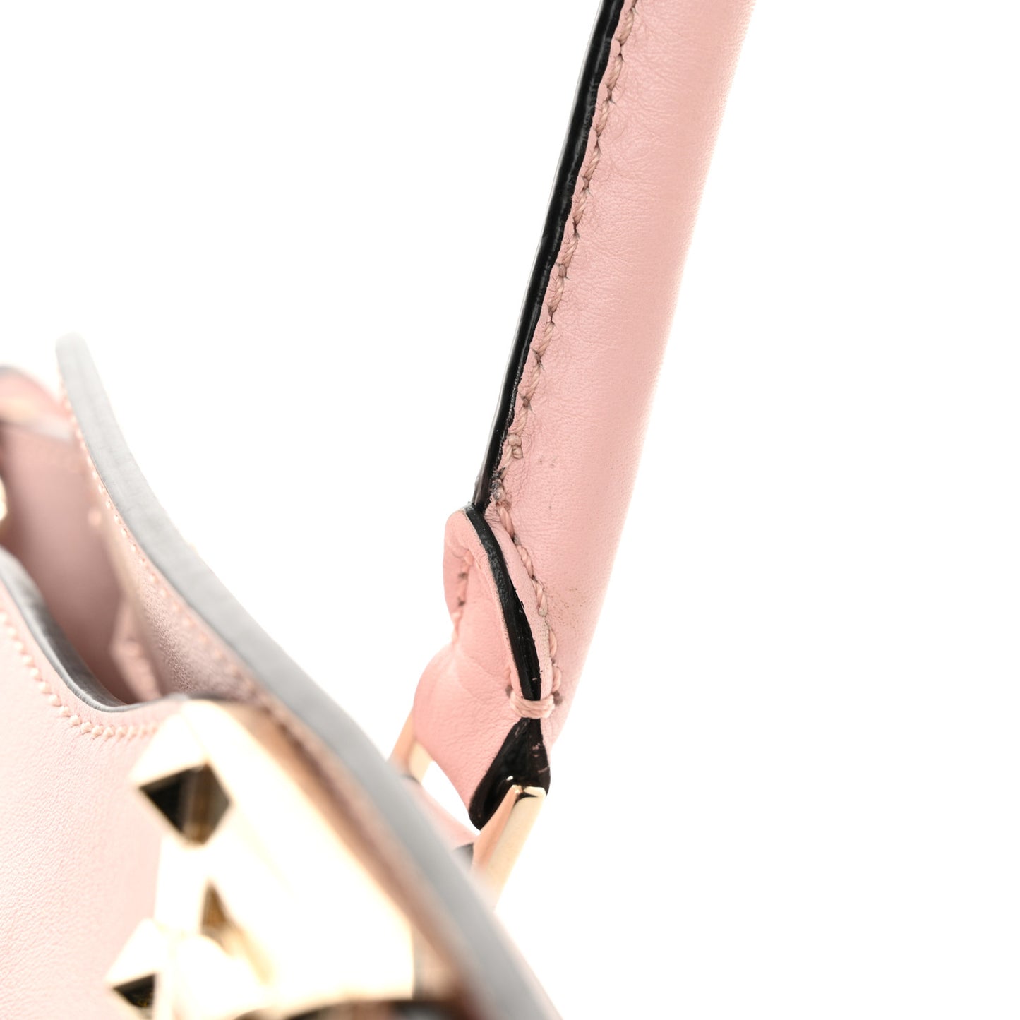 Vitello Small Rockstud Double Handle Tote Water Rose