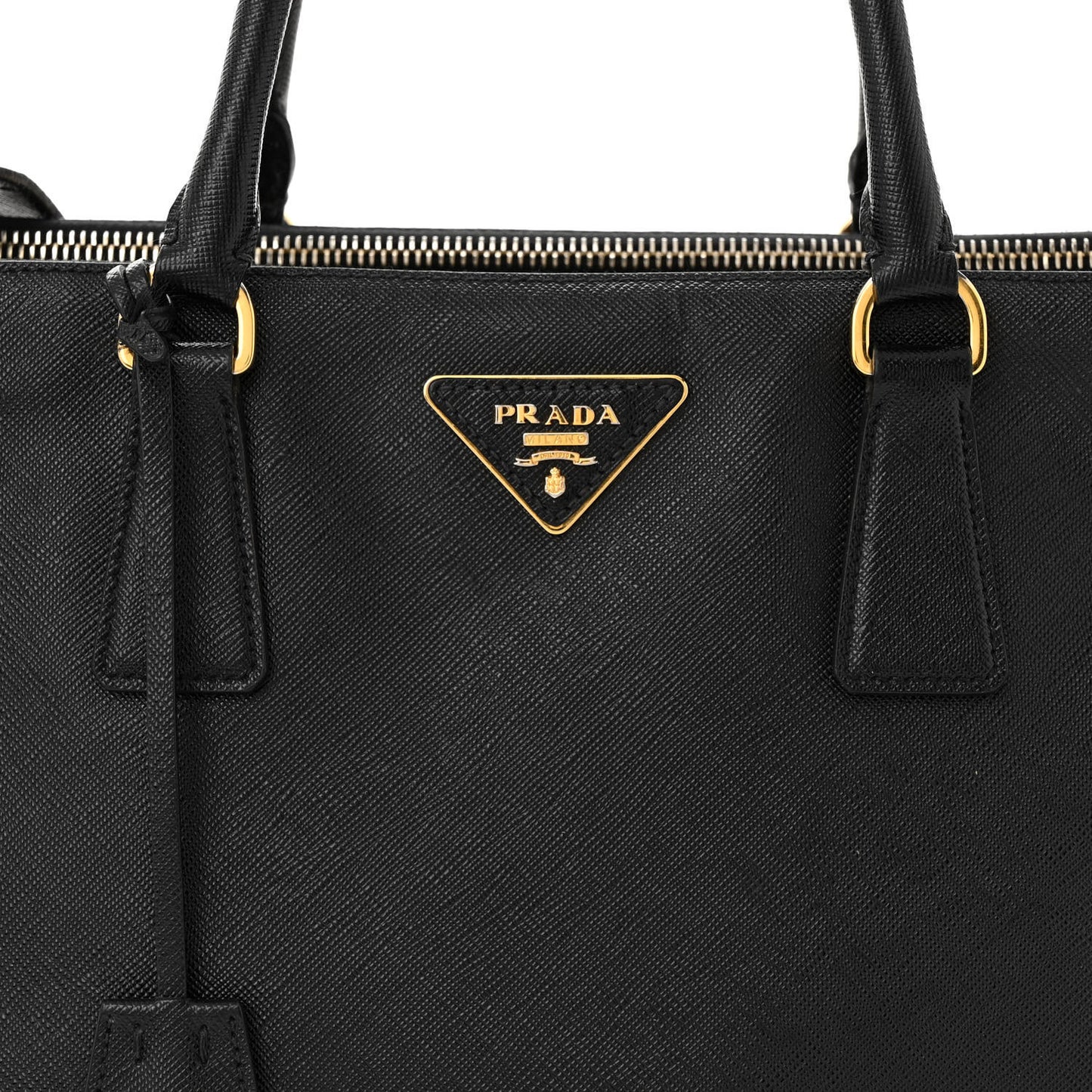 Saffiano Medium Galleria Double Zip Tote Black