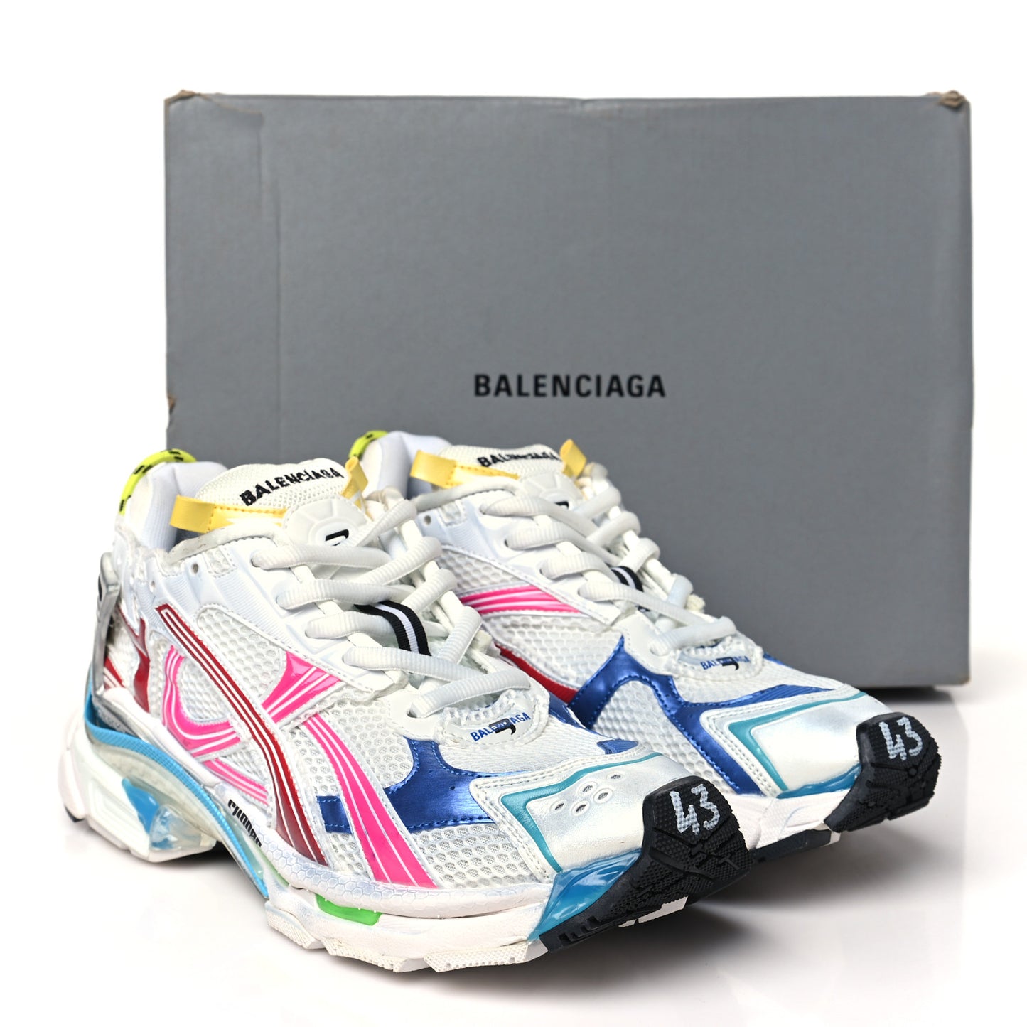 Mesh Rubber Distressed Mens Runner Sneakers 43 Multicolor