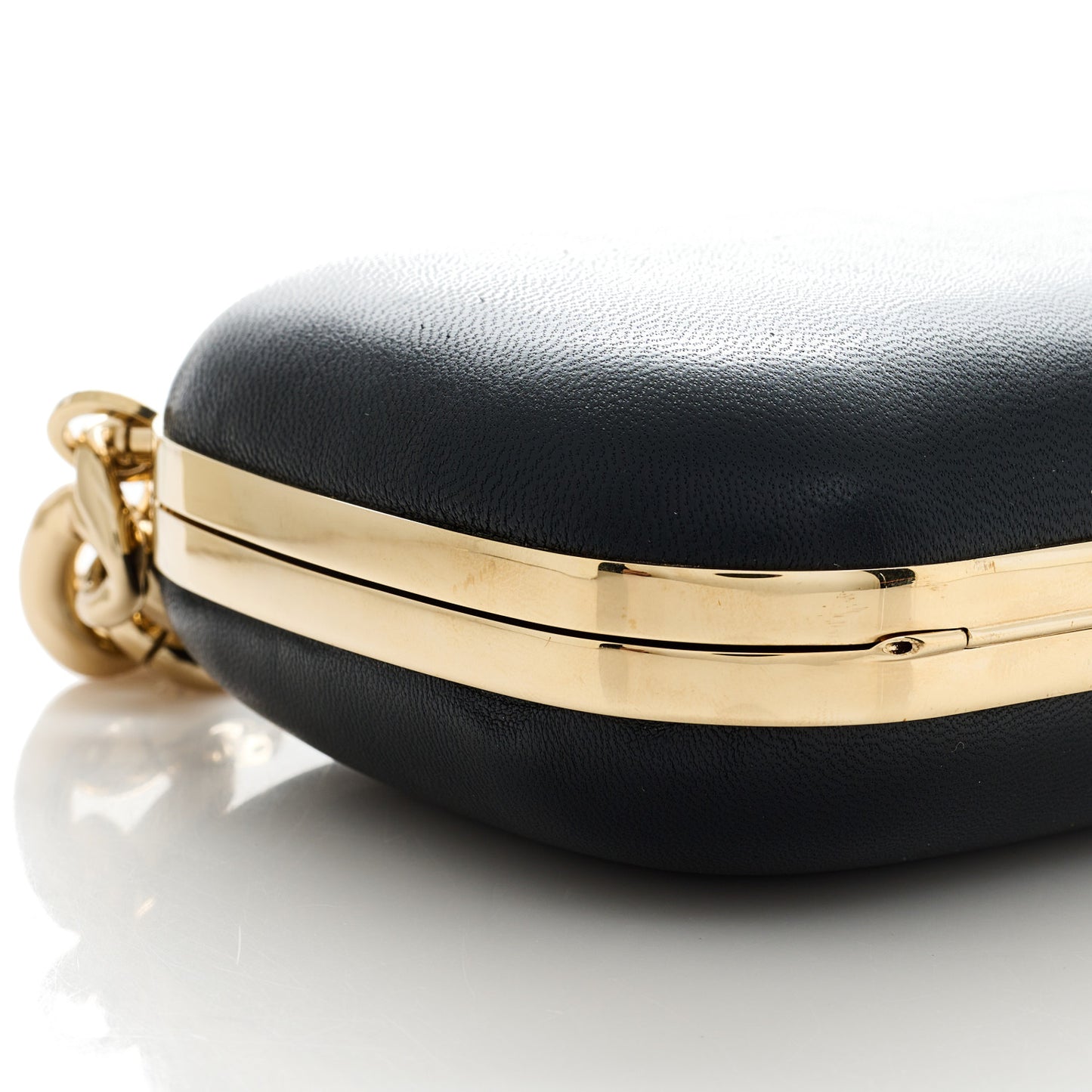 Lambskin Knuckle Box Chain Link Clutch Black