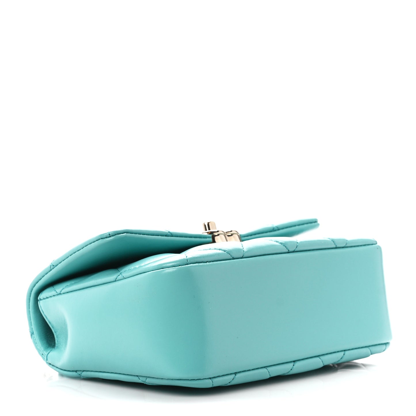 Shiny Lambskin Quilted Mini Coco Trip Flap Bag Turquoise