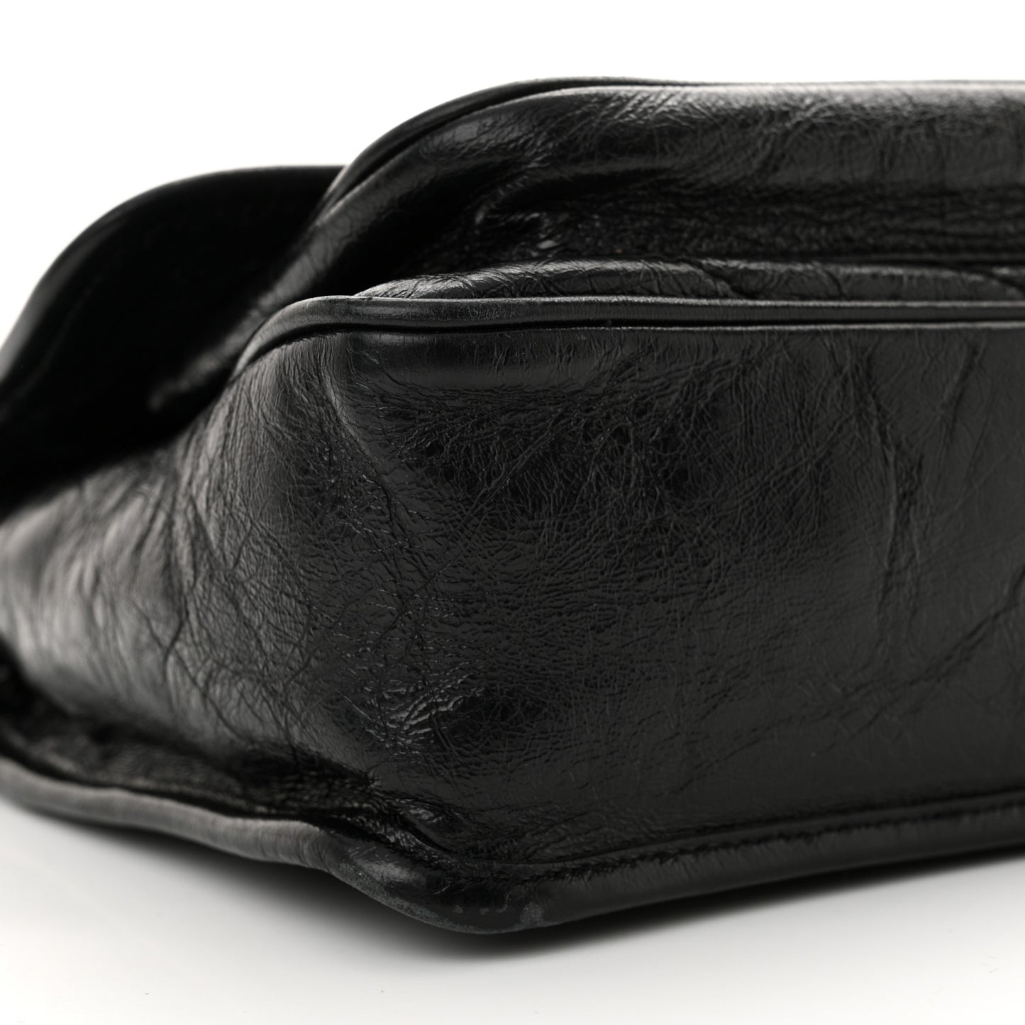 Crinkled Calfskin Matelasse Monogram Baby Niki Chain Satchel Black