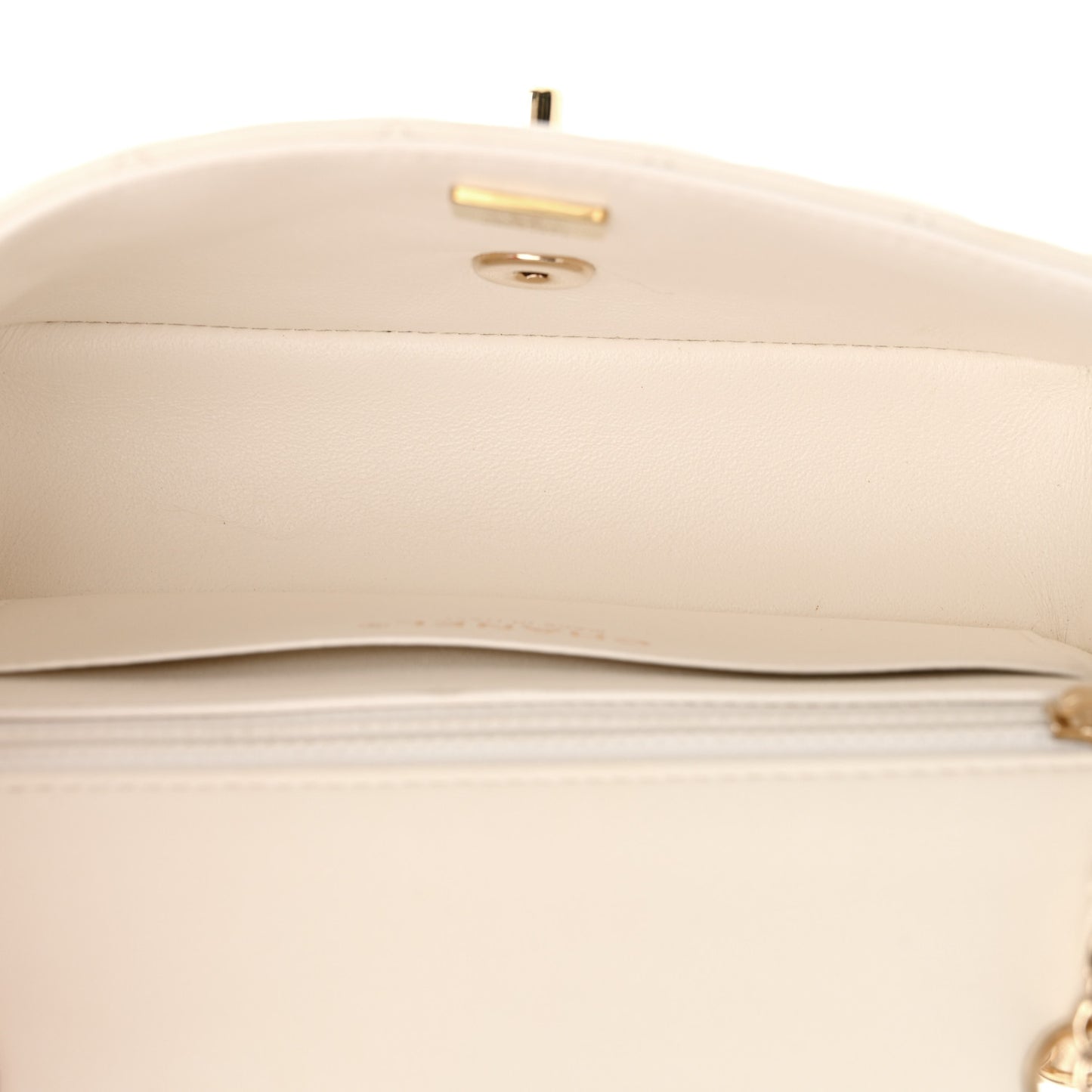 Lambskin Quilted Mini Rectangular Flap White