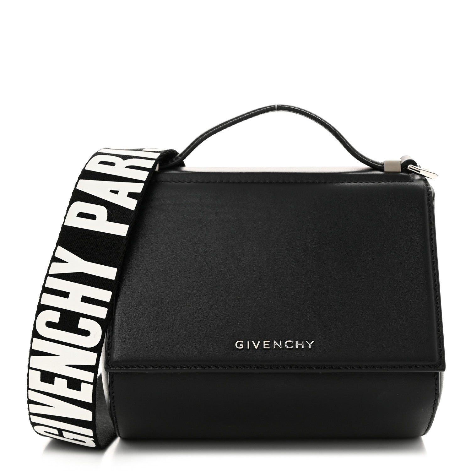 Givenchy Calfskin Mini Pandora Box Logo Strap Crossbody Bag Black 1 of 10