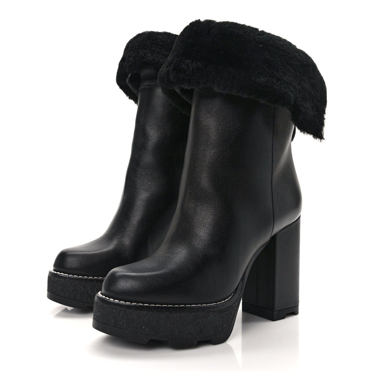 Calfskin Shearling Beaubourg Ankle Boots 37 Black
