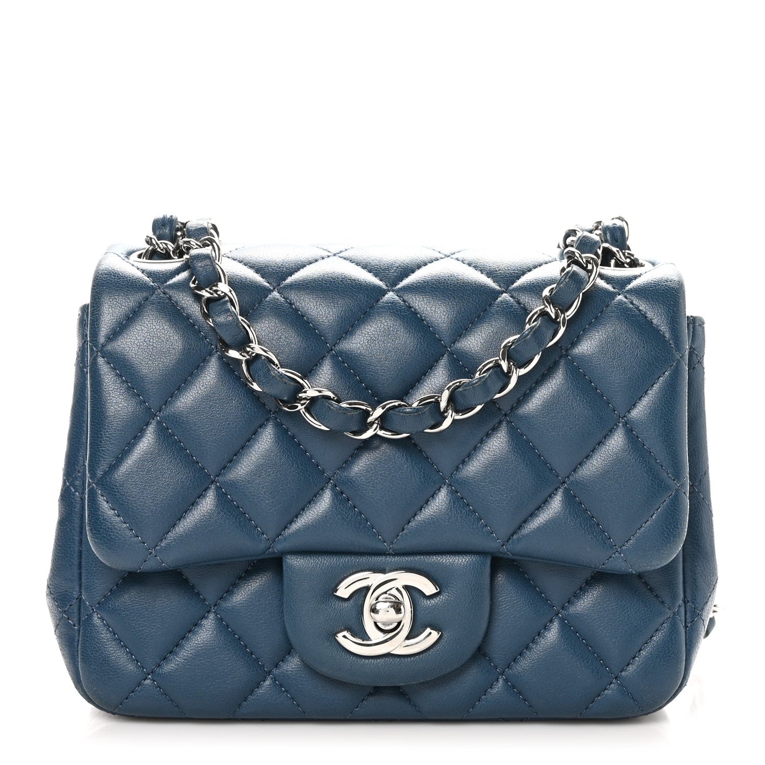 Chanel Lambskin Quilted Mini Square Flap Navy 1 of 11