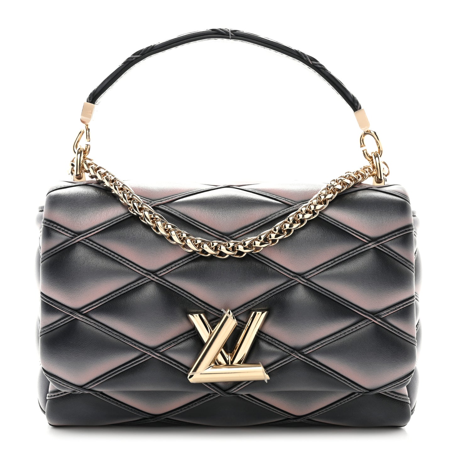 Lambskin Malletage Top Handle GO-14 MM Black Pink