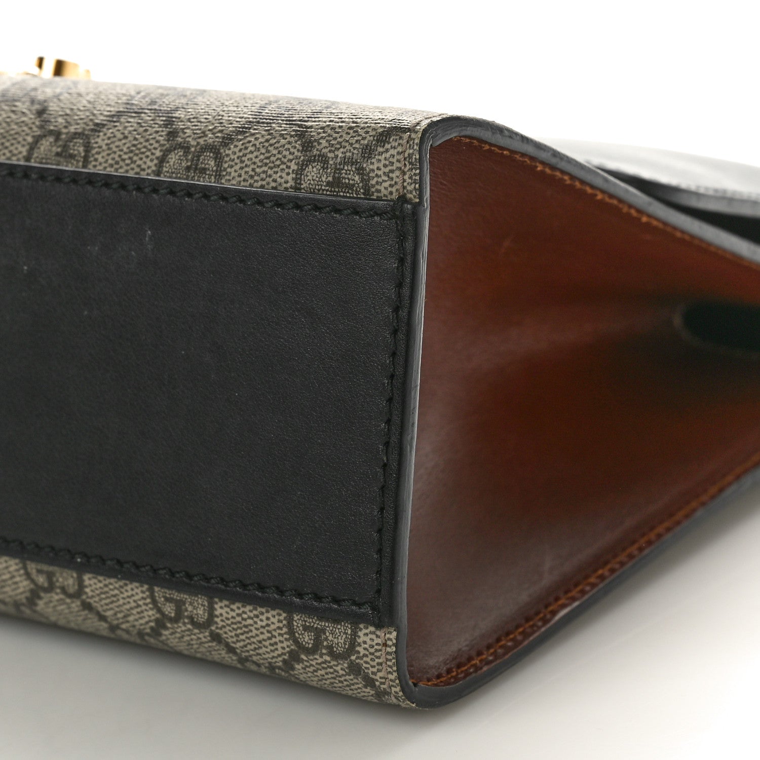 Gucci GG Supreme Monogram Calfskin Medium Padlock Shoulder Bag Beige Black Cuir 10 of 10