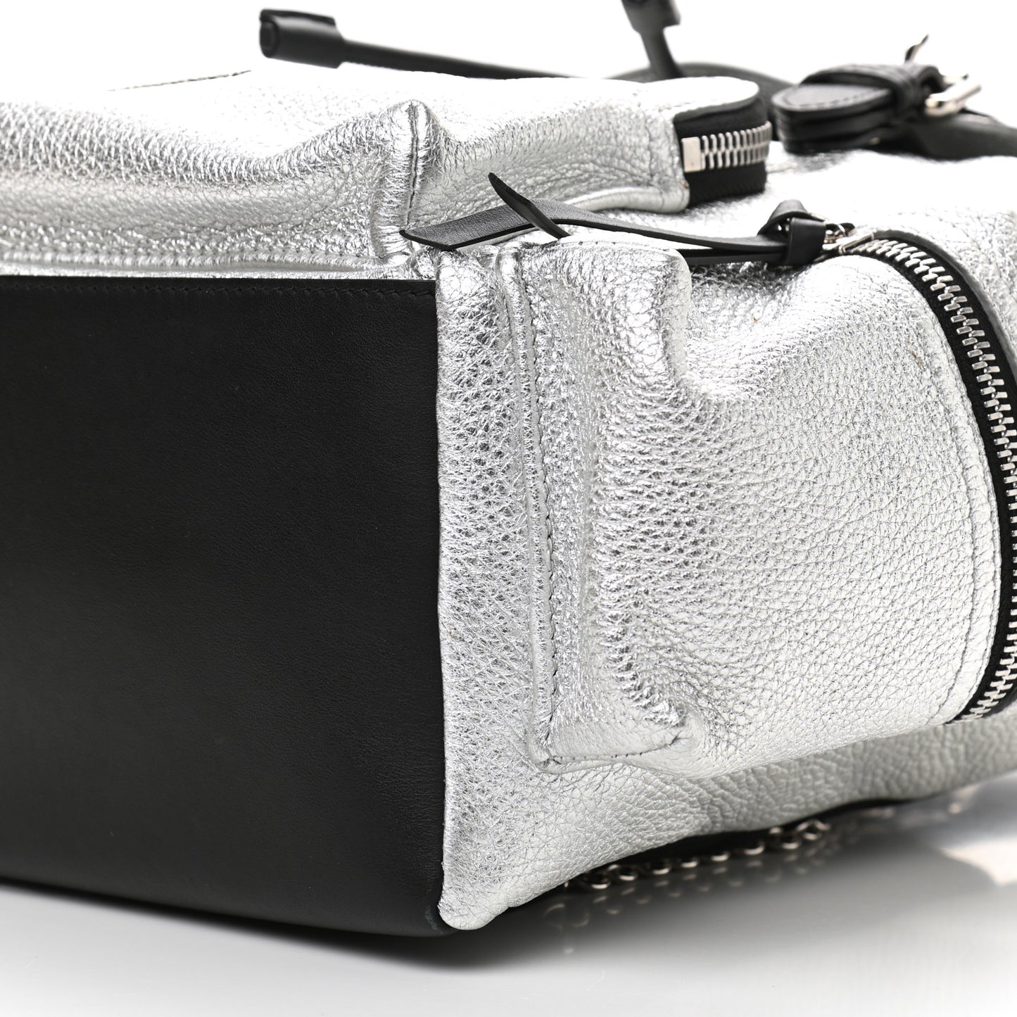 Metallic Deerskin Medium Rucksack Backpack Silver