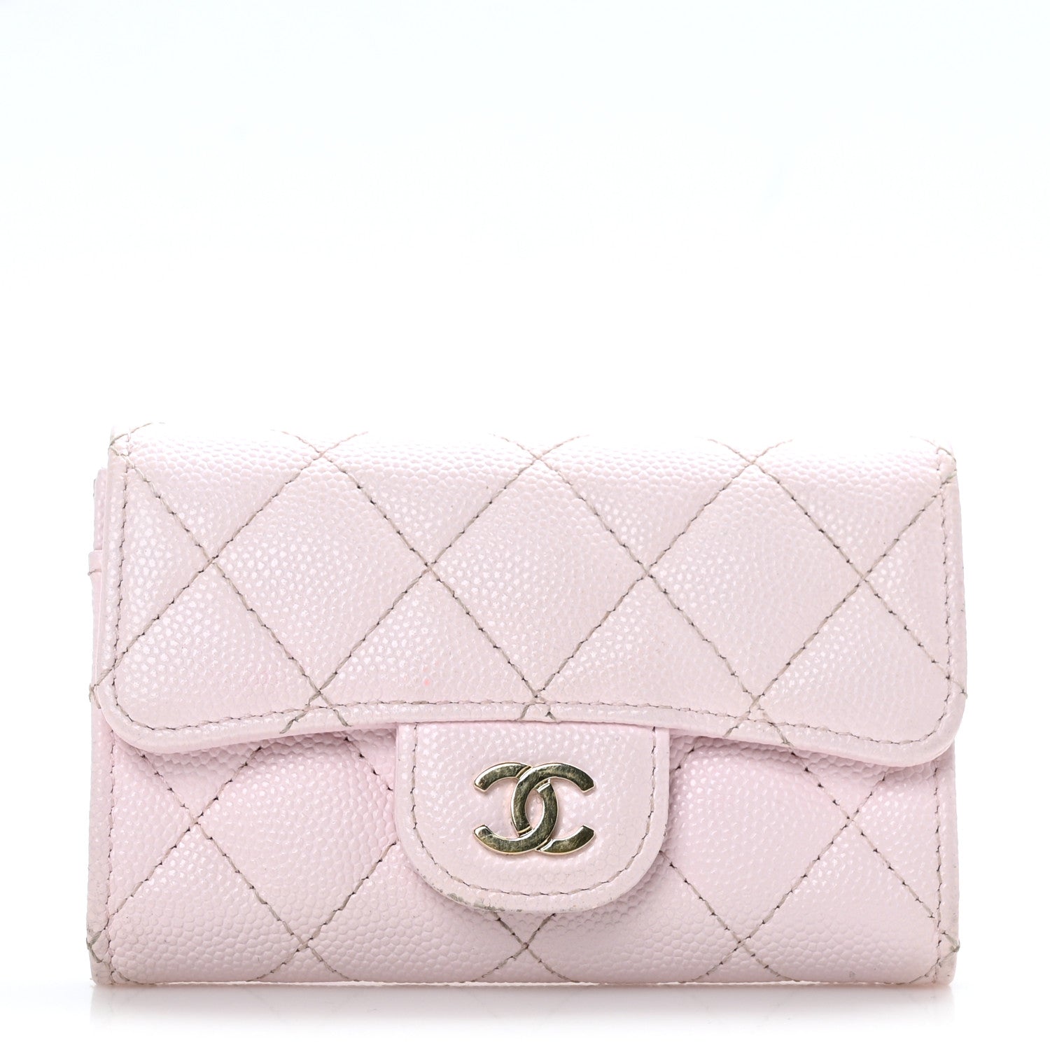 Chanel Caviar Quilted Flap Card Holder Wallet Light Pink 1 of 9
