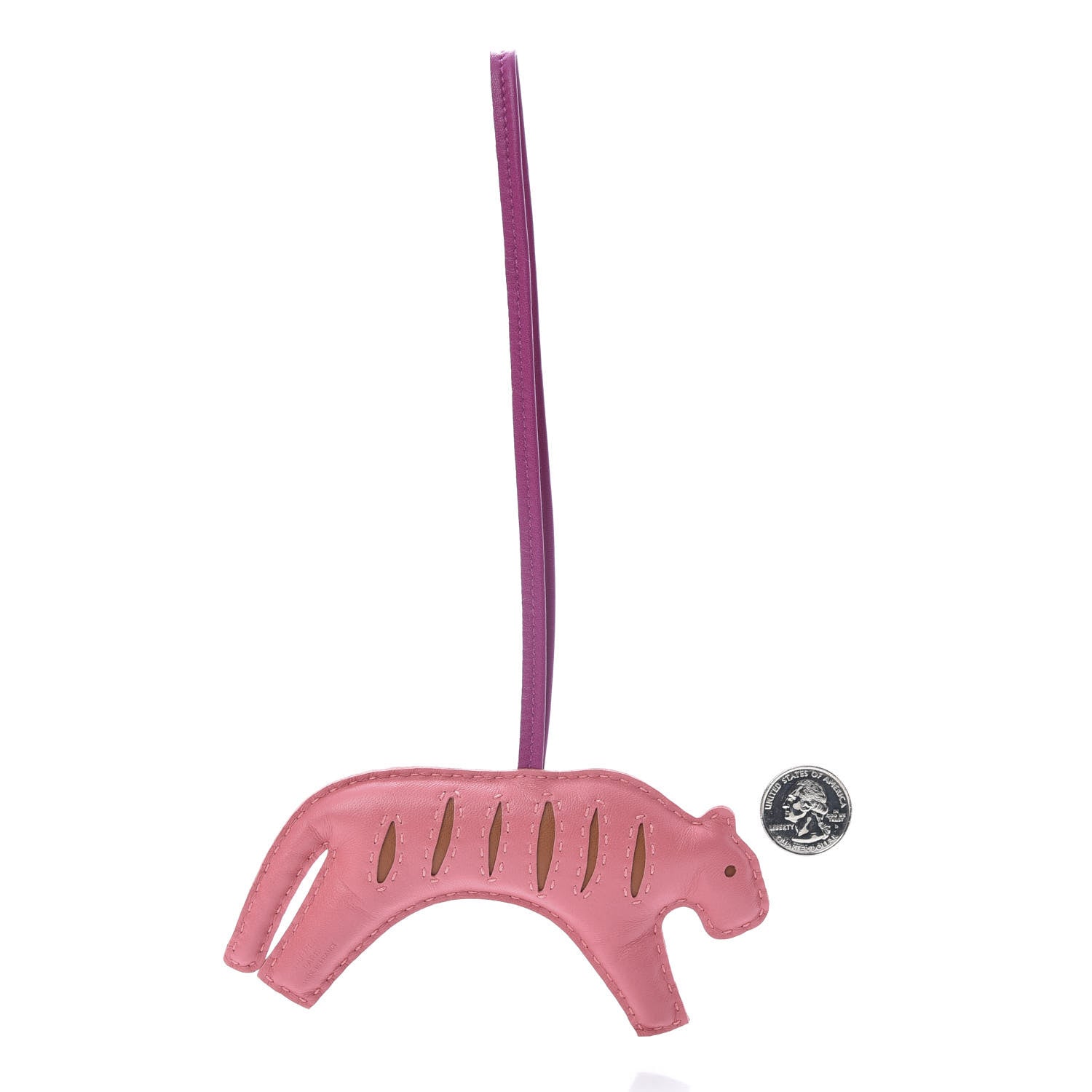 Hermes Milo Lambskin Rooroo Bag Charm Rose Azalea 2 of 5