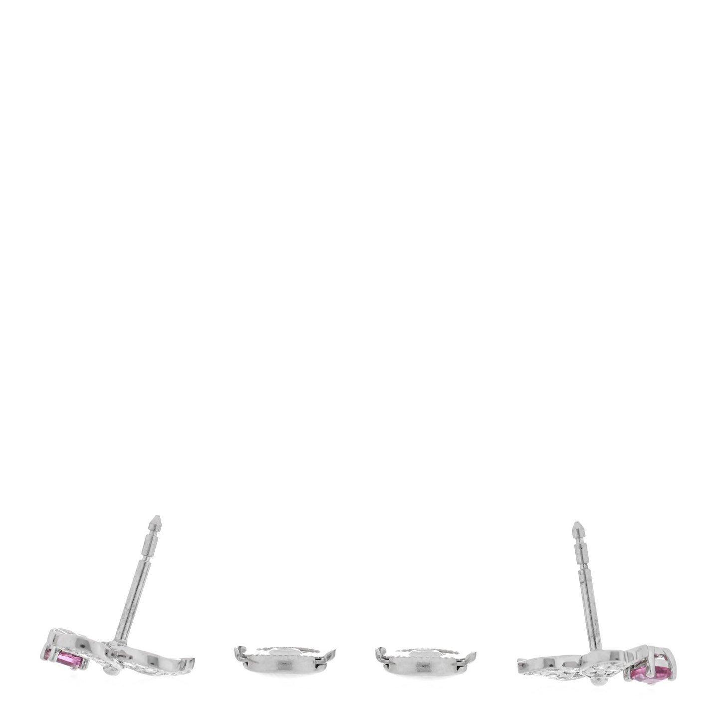 Platinum Diamond Pink Tourmaline Paper Flowers Earrings