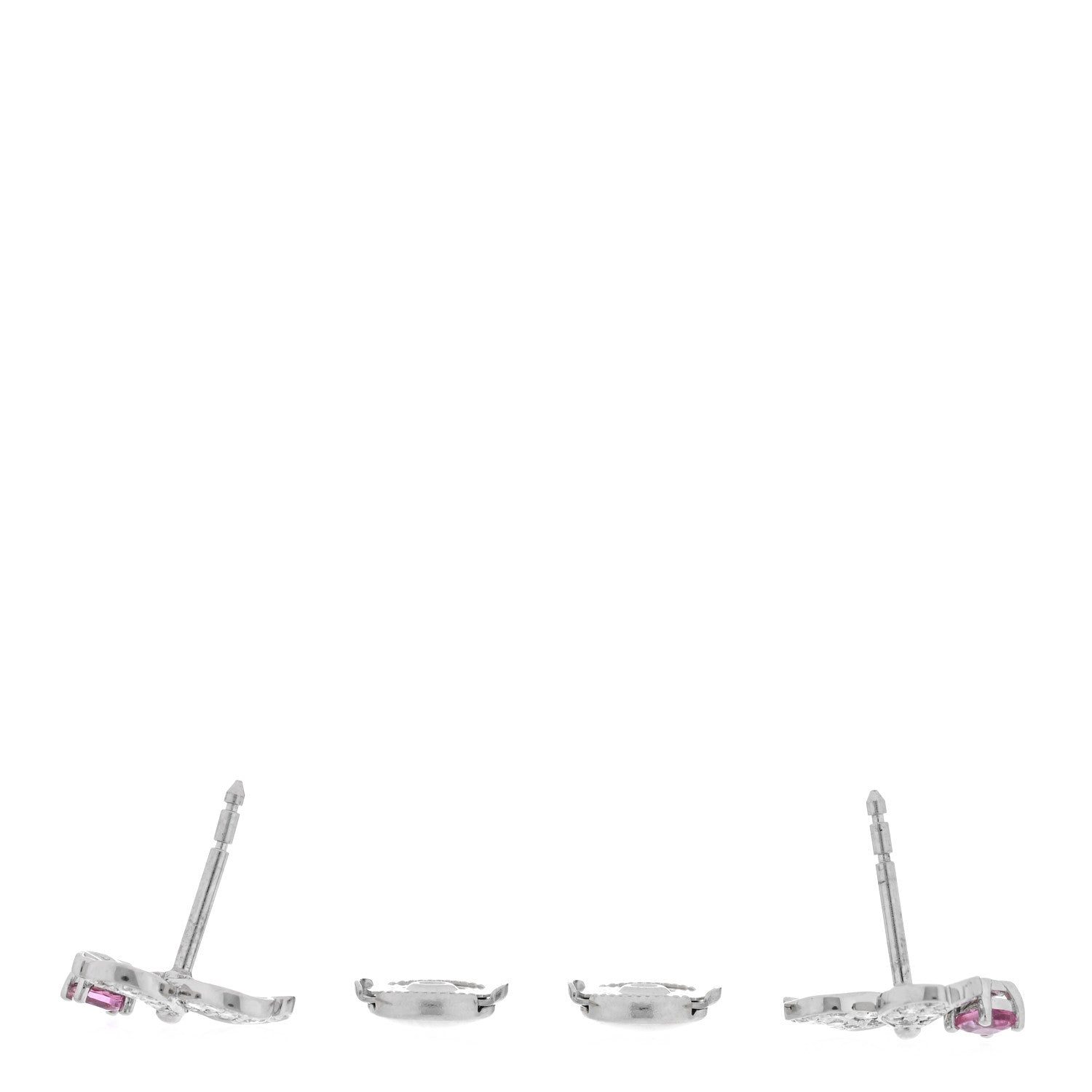 Tiffany Platinum Diamond Pink Tourmaline Paper Flowers Earrings 3 of 4