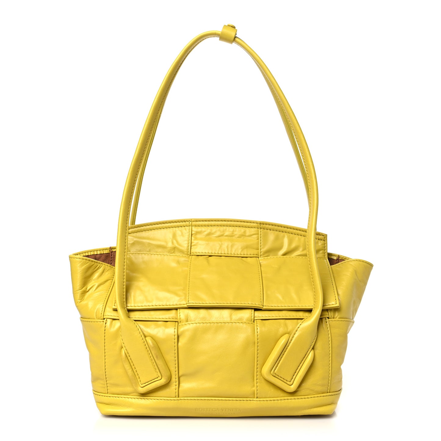 Paper Calfskin Maxi Intrecciato Small Arco Slouch Buttercup